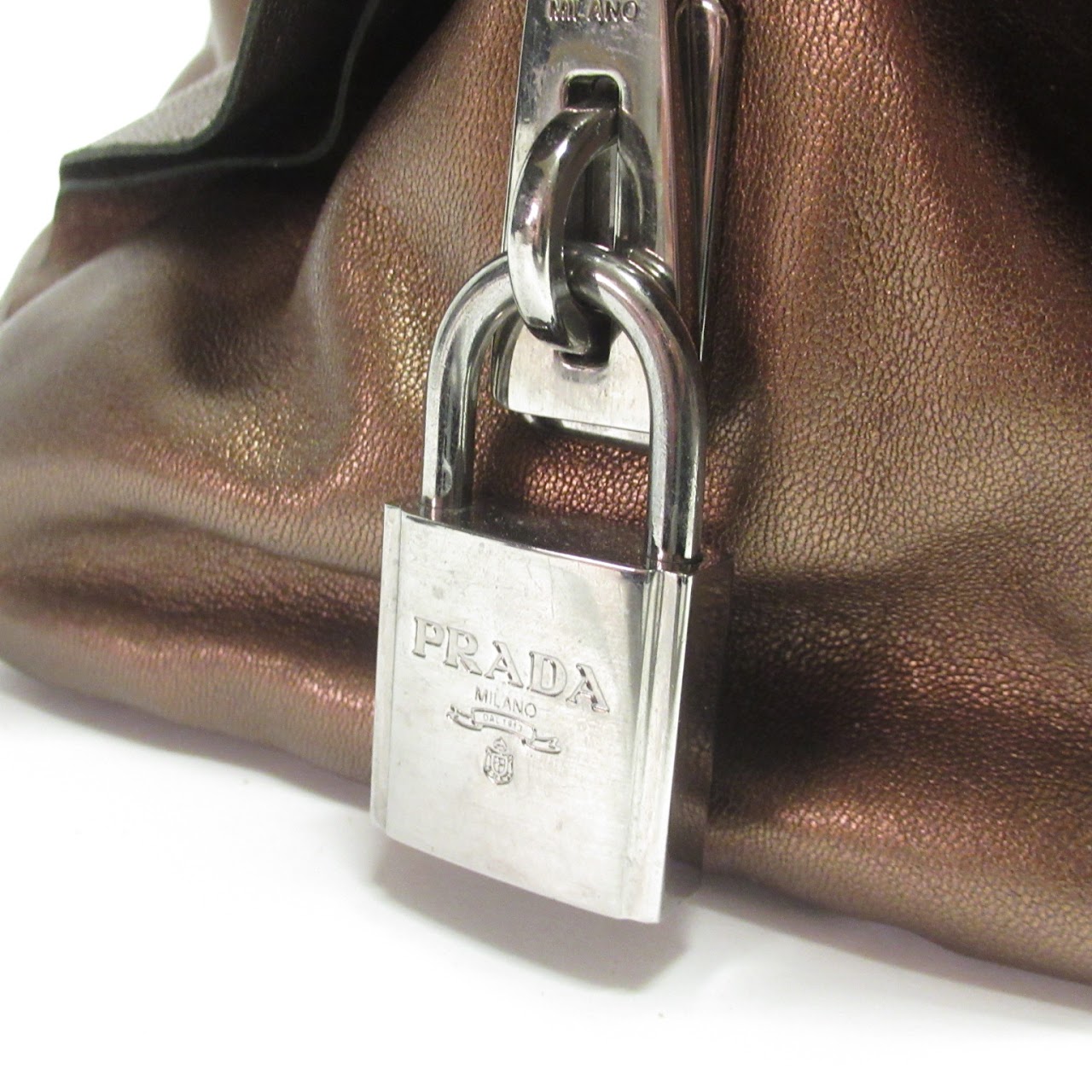 Prada Metallic Brown Leather Handbag