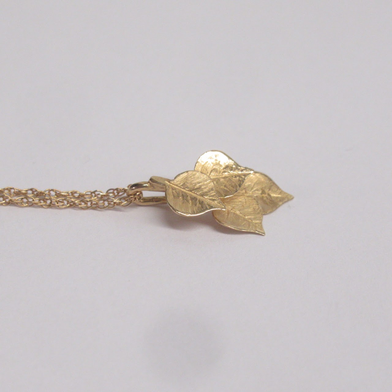 14K Gold Leaf Pendant Necklace