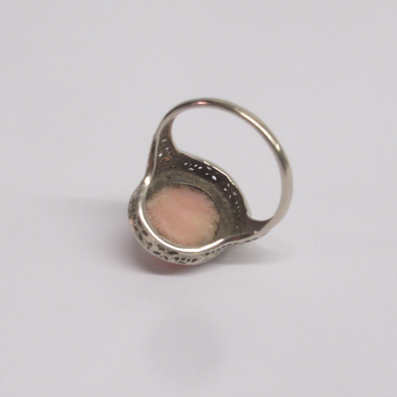 14K White Gold Cameo Ring