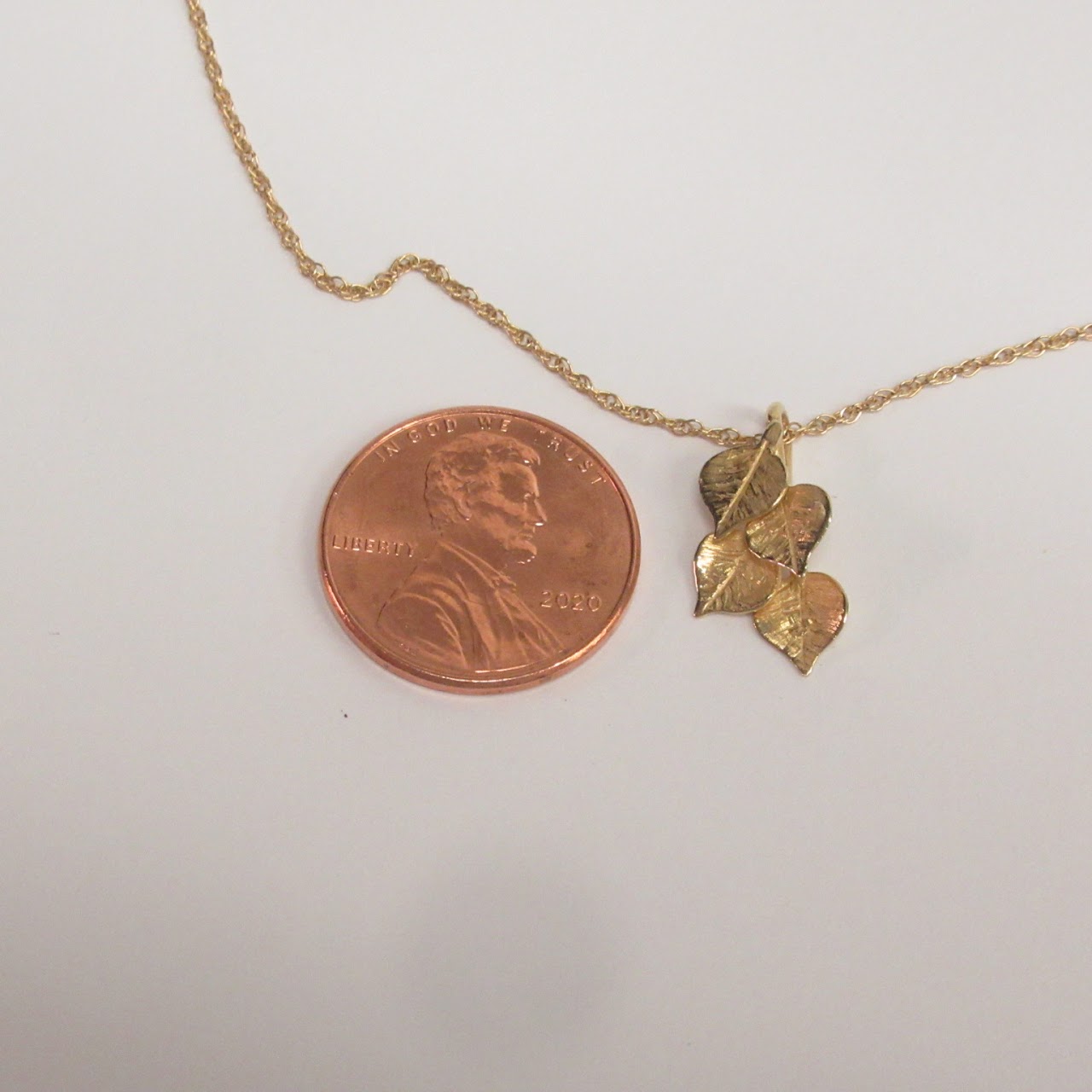 14K Gold Leaf Pendant Necklace