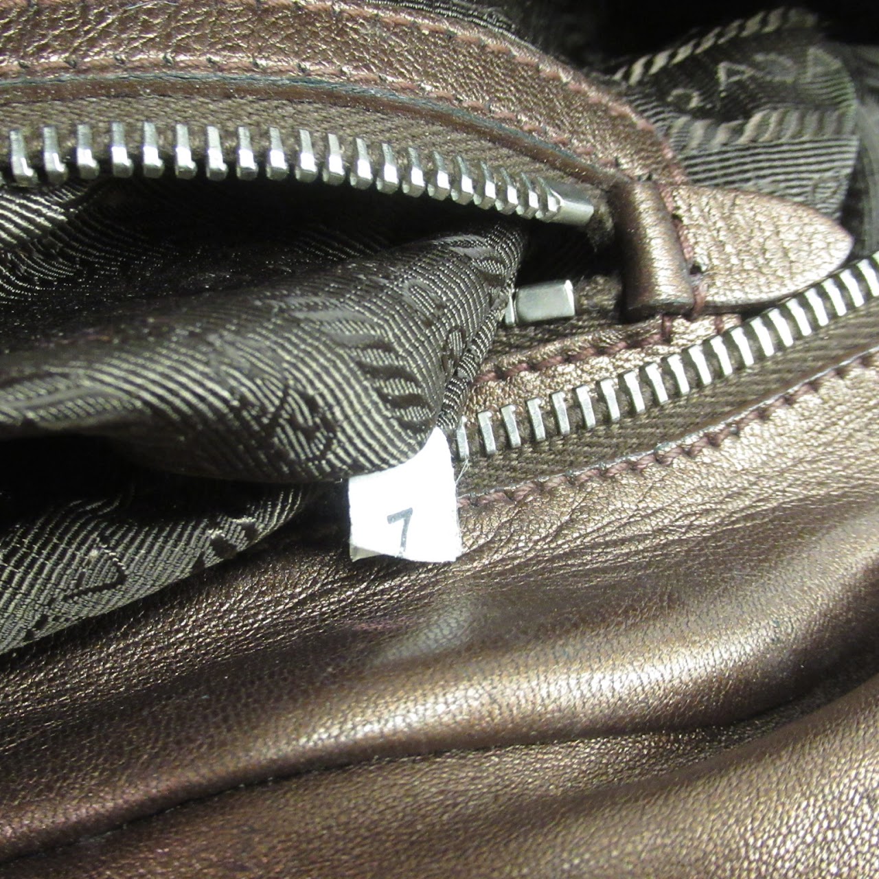 Prada Metallic Brown Leather Handbag