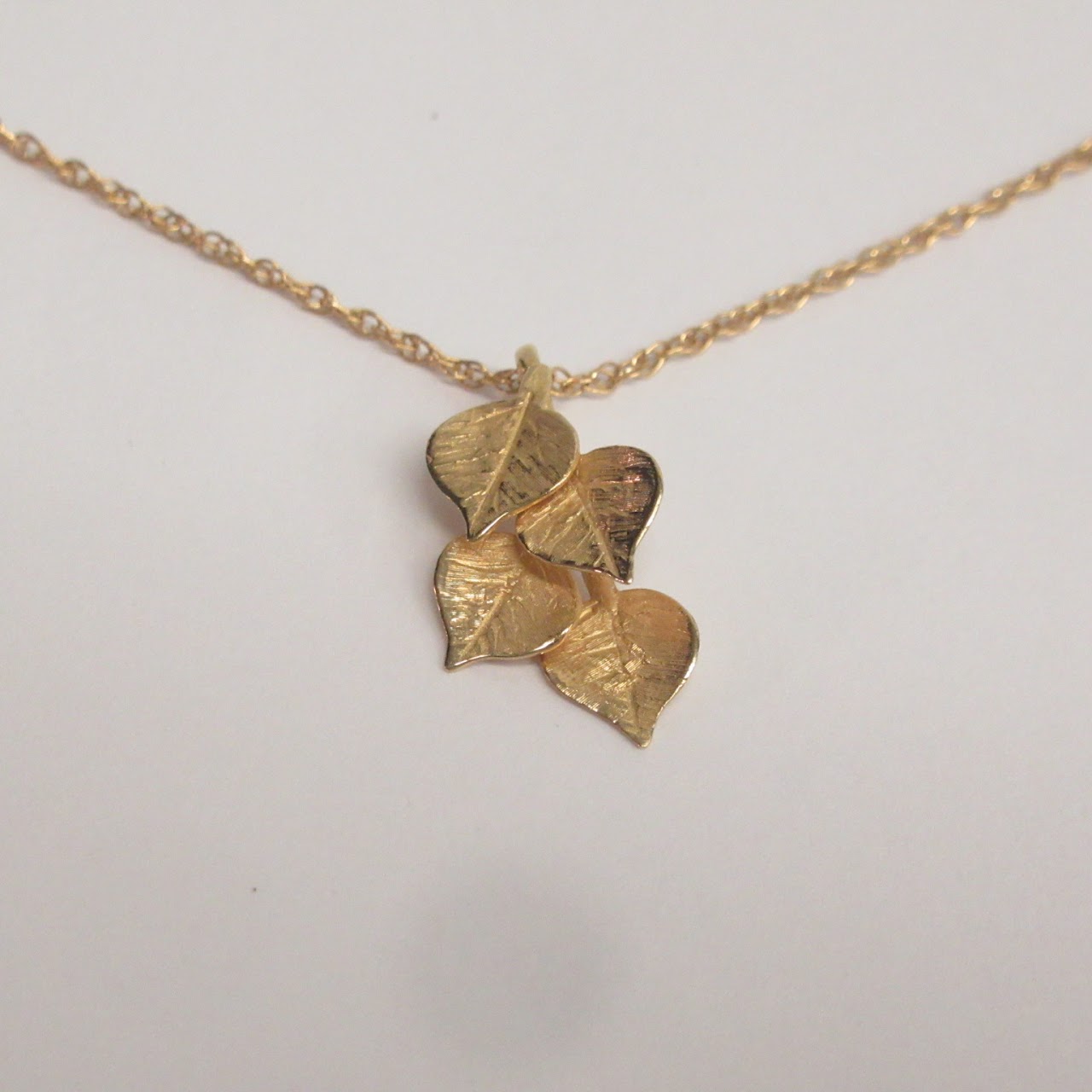 14K Gold Leaf Pendant Necklace