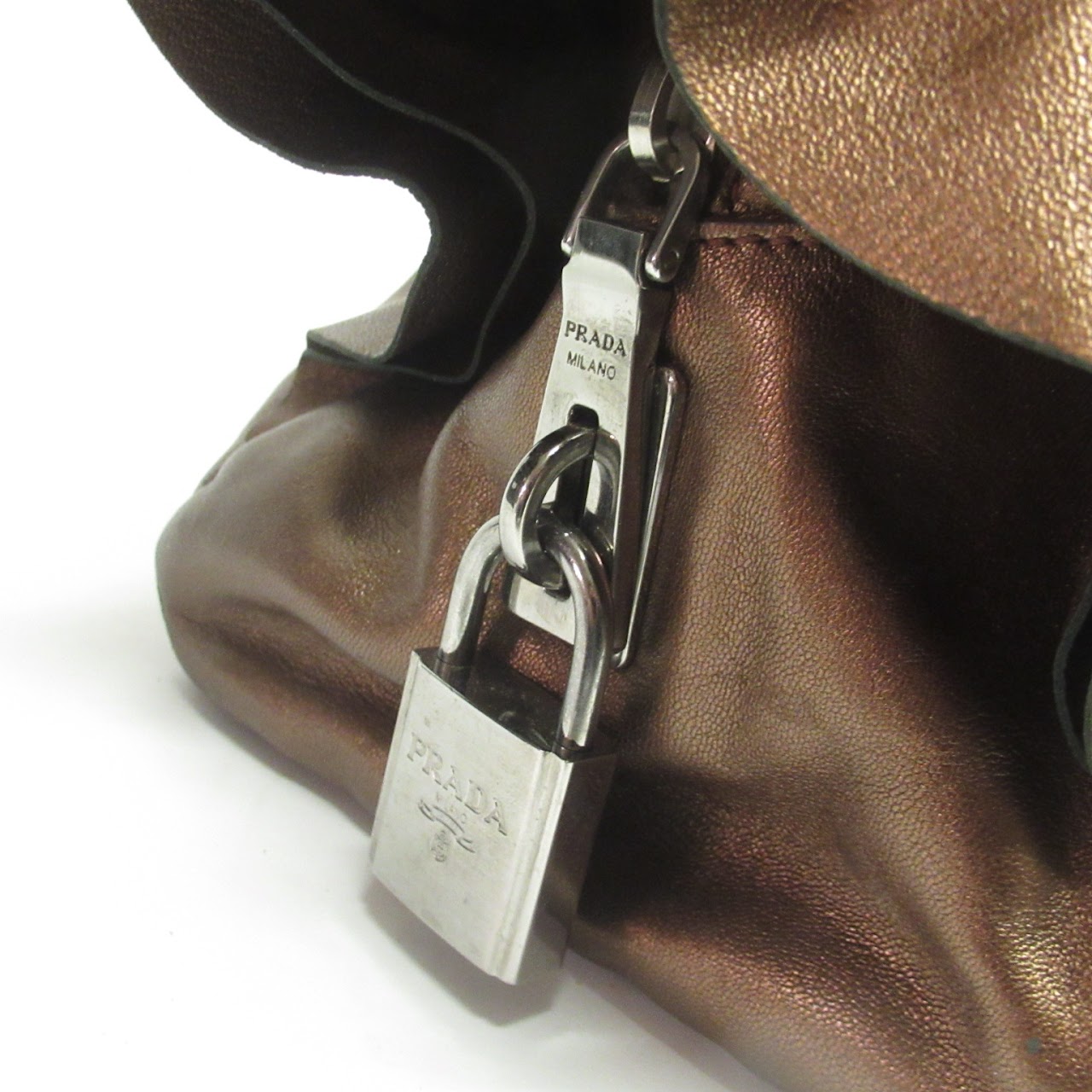 Prada Metallic Brown Leather Handbag