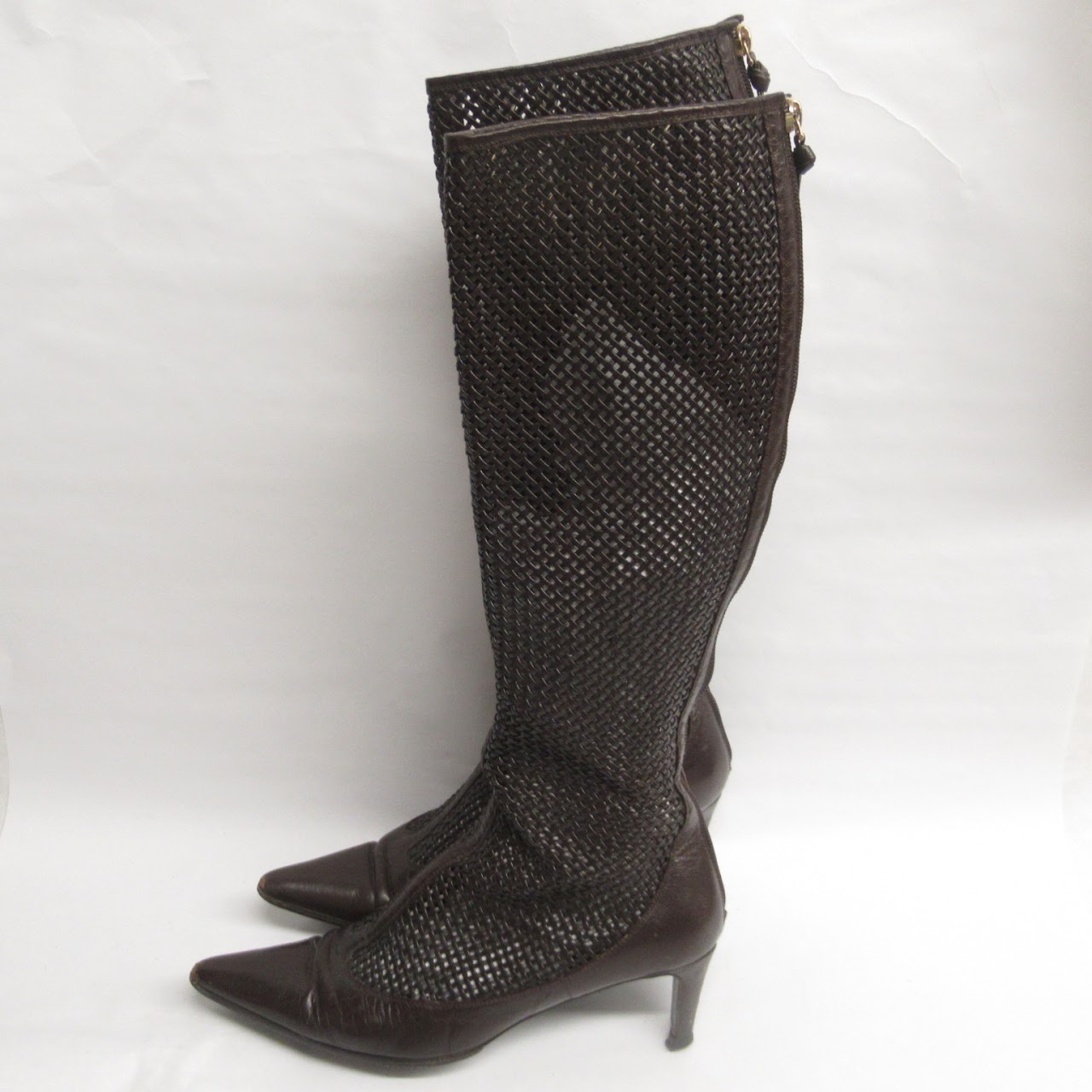 Bottega Veneta Woven Leather Calf Boots