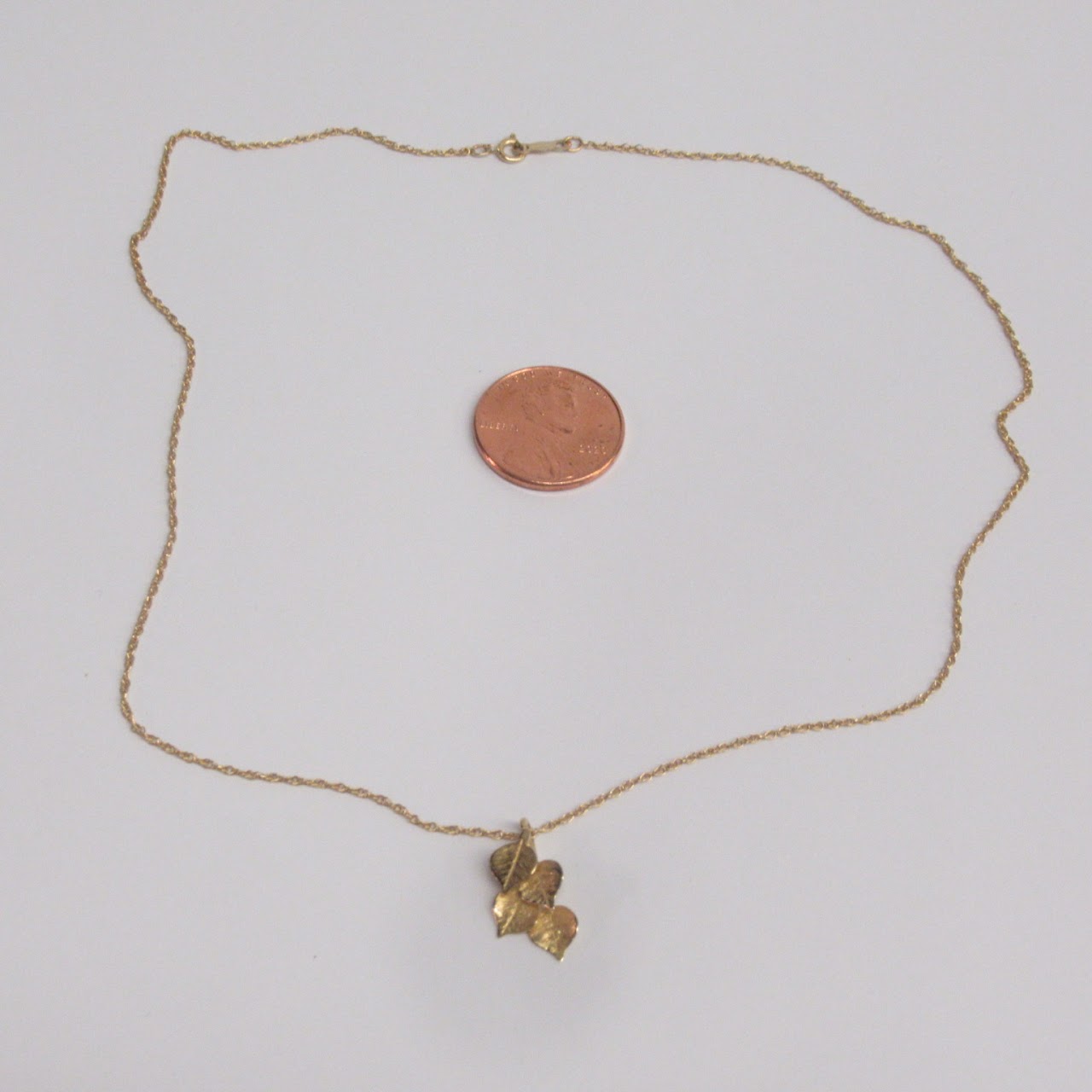 14K Gold Leaf Pendant Necklace