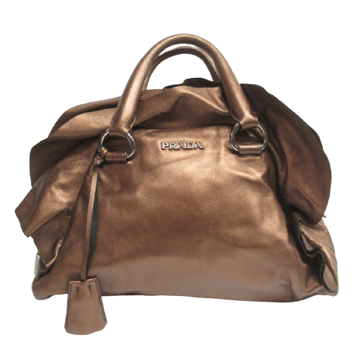 Prada Metallic Brown Leather Handbag