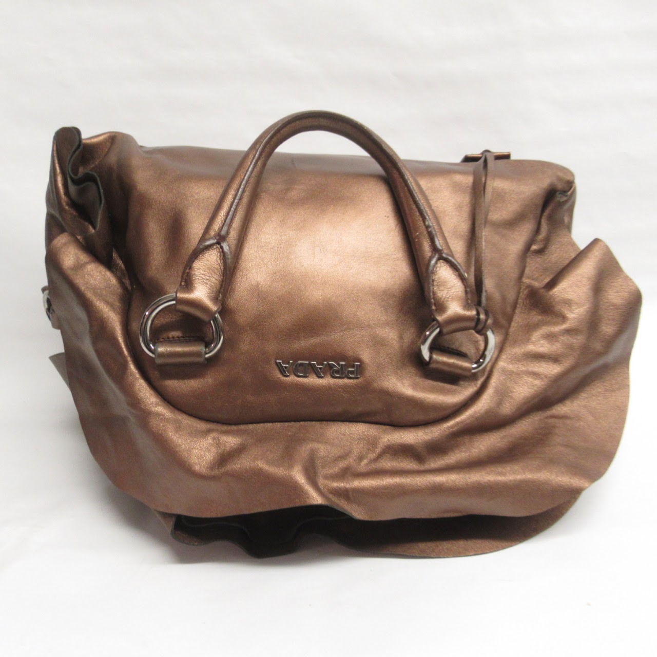 Prada Metallic Brown Leather Handbag