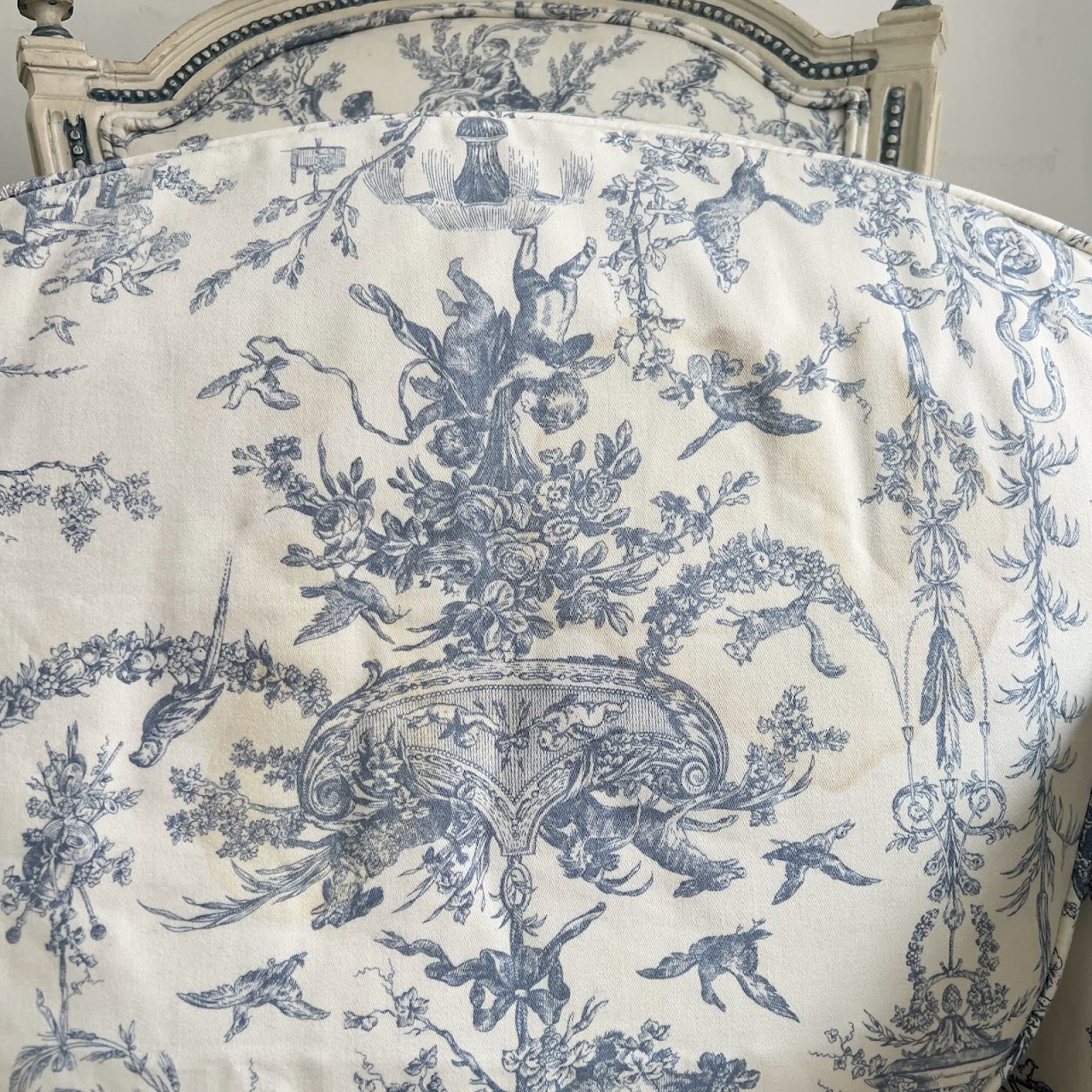 Louis XVI Style Toile Upholstered Armchair Pair