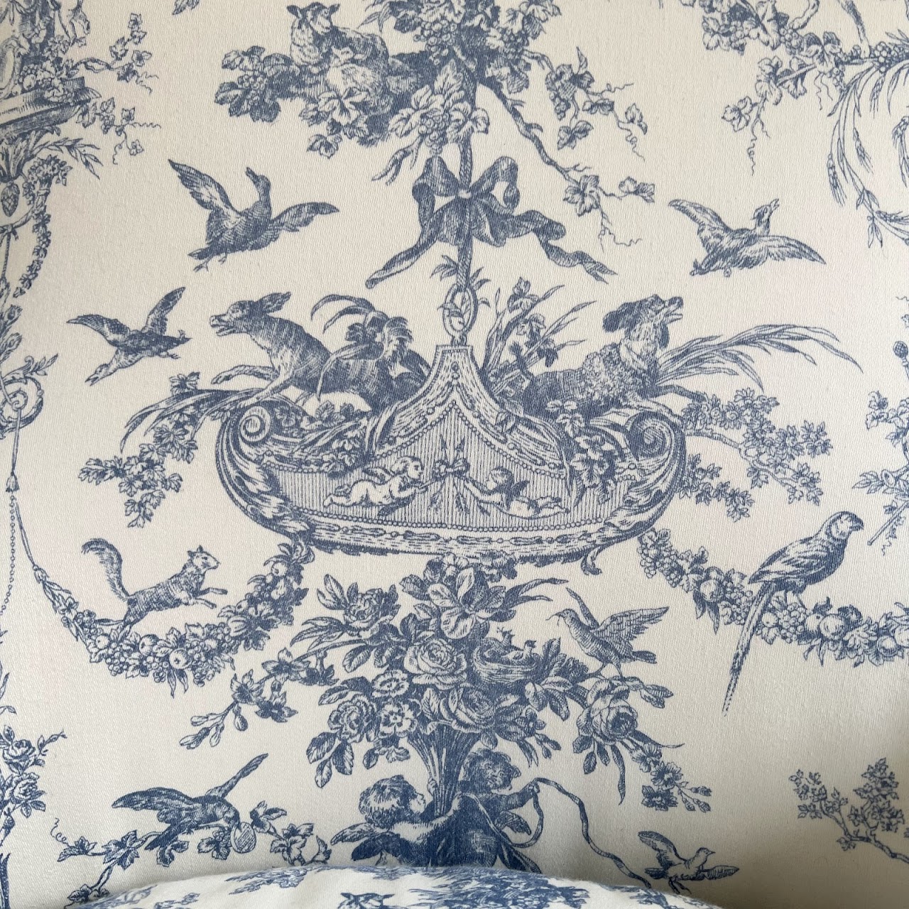 Louis XVI Style Toile Upholstered Armchair Pair