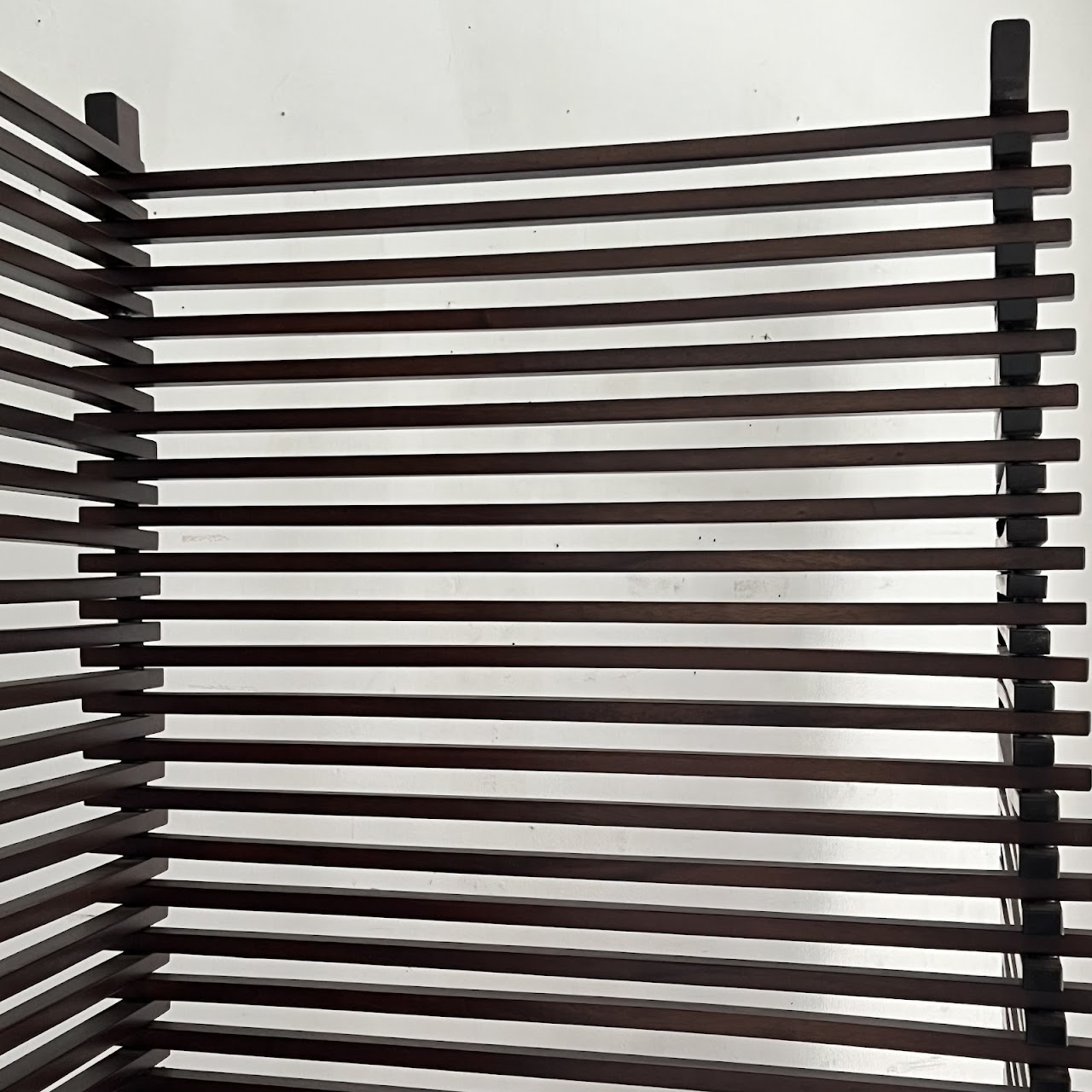 Slatted Three Panel Folding Screen