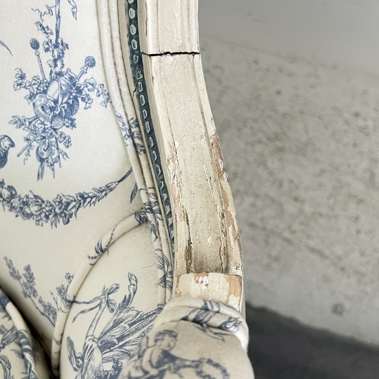 Louis XVI Style Toile Upholstered Armchair Pair