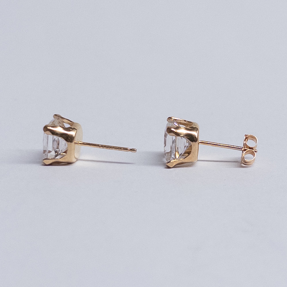 14K Gold and Crystal Stud Earrings