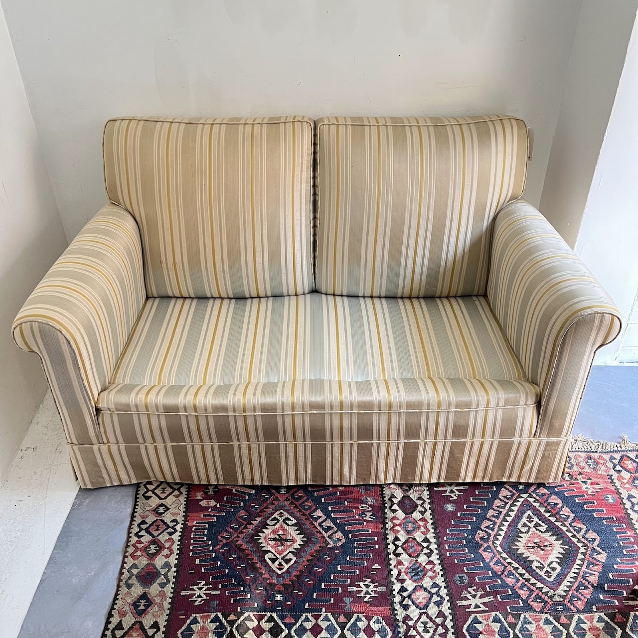 Silk Upholstered Roll-Arm Loveseat