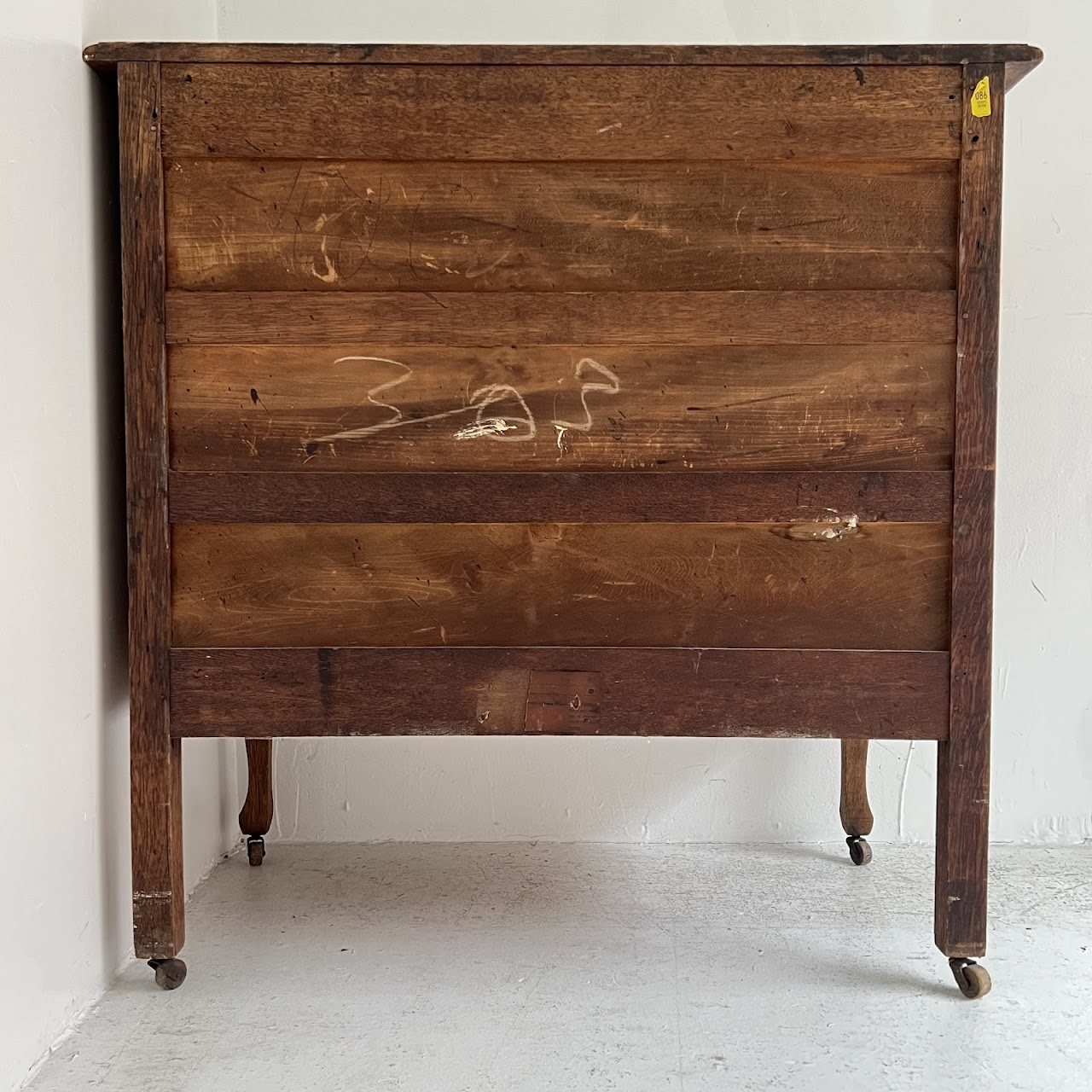 Oak Antique Three-Drawer Dresser with Casters