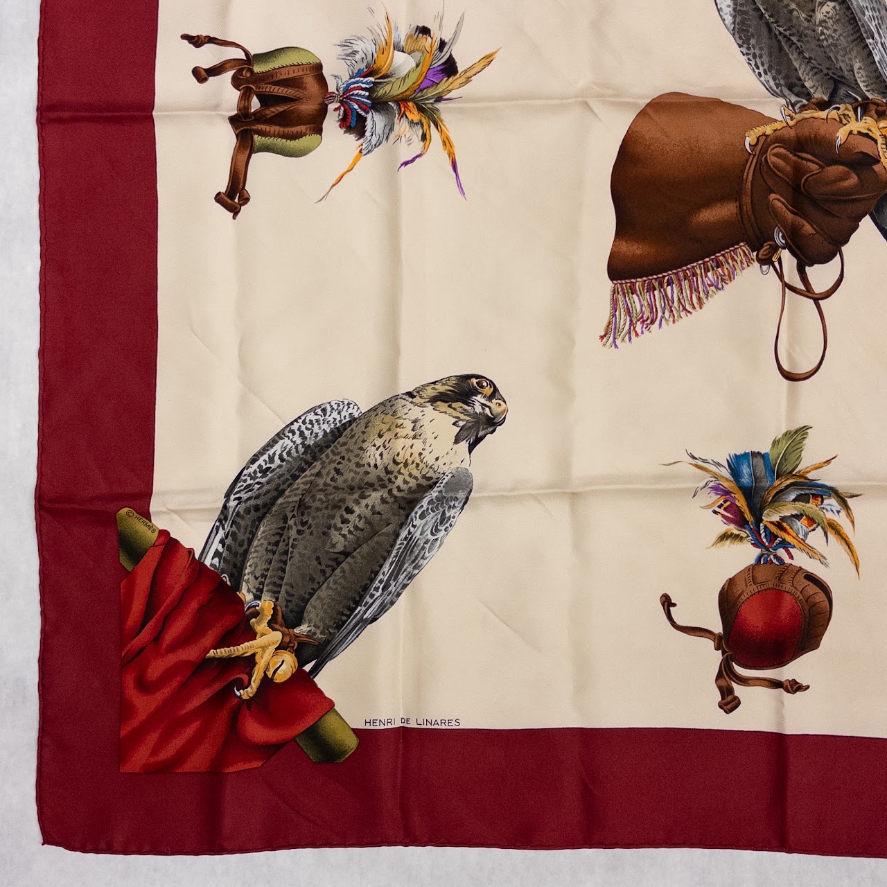 Hermès 'Hunting in Flight' Falconry Carré  90 Silk Scarf