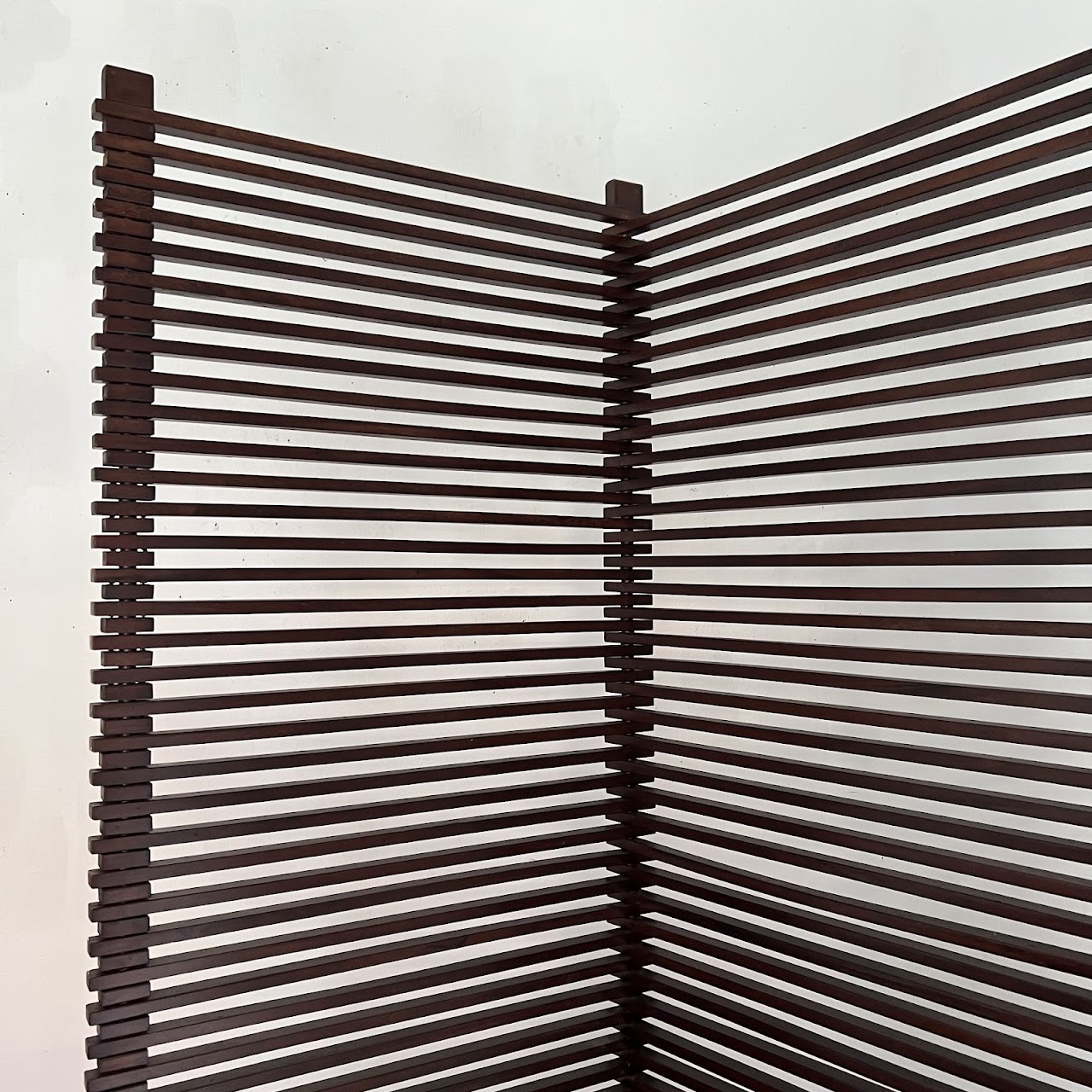 Slatted Three Panel Folding Screen