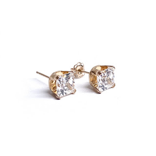 14K Gold and Crystal Stud Earrings