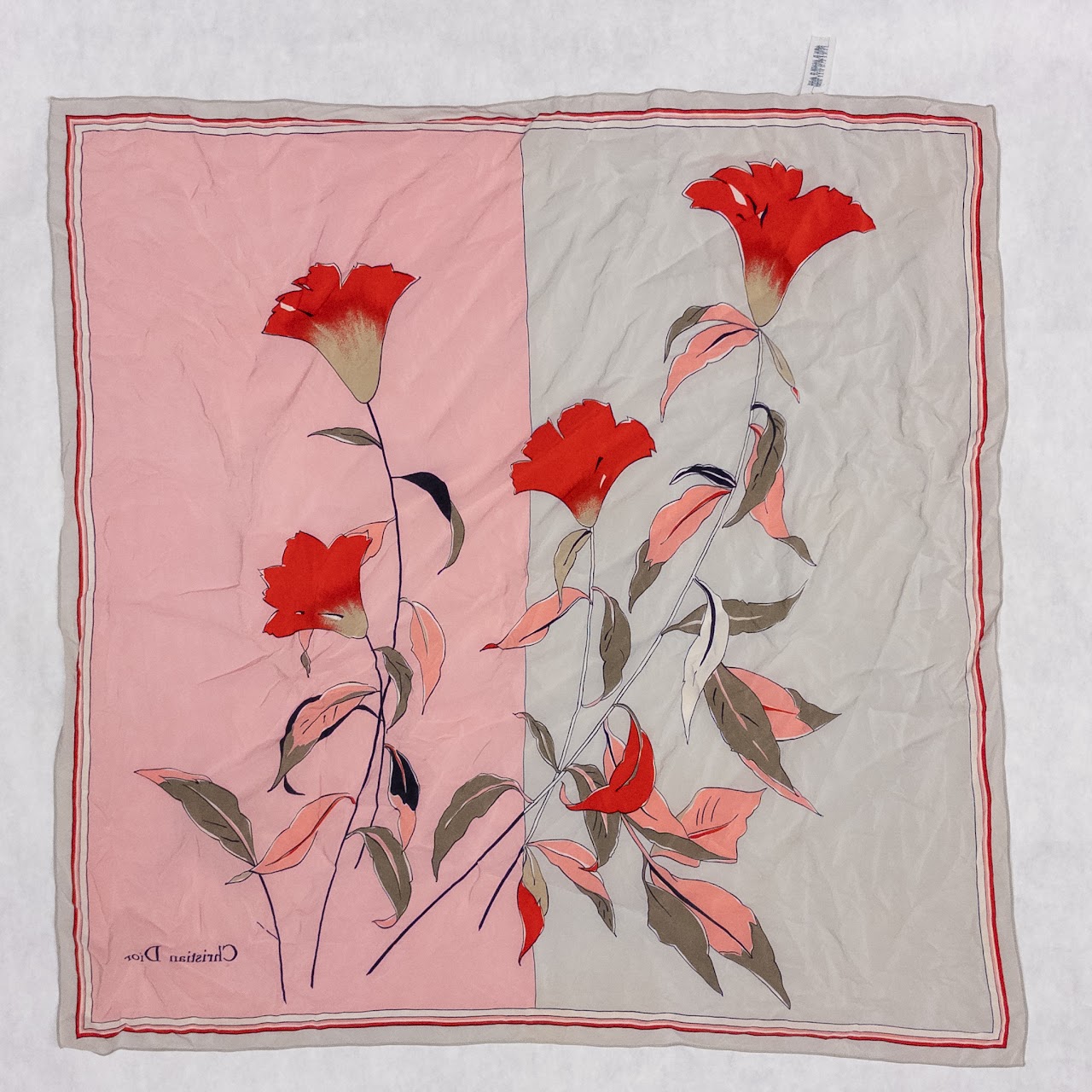 Christian Dior Vintage Floral Silk Scarf