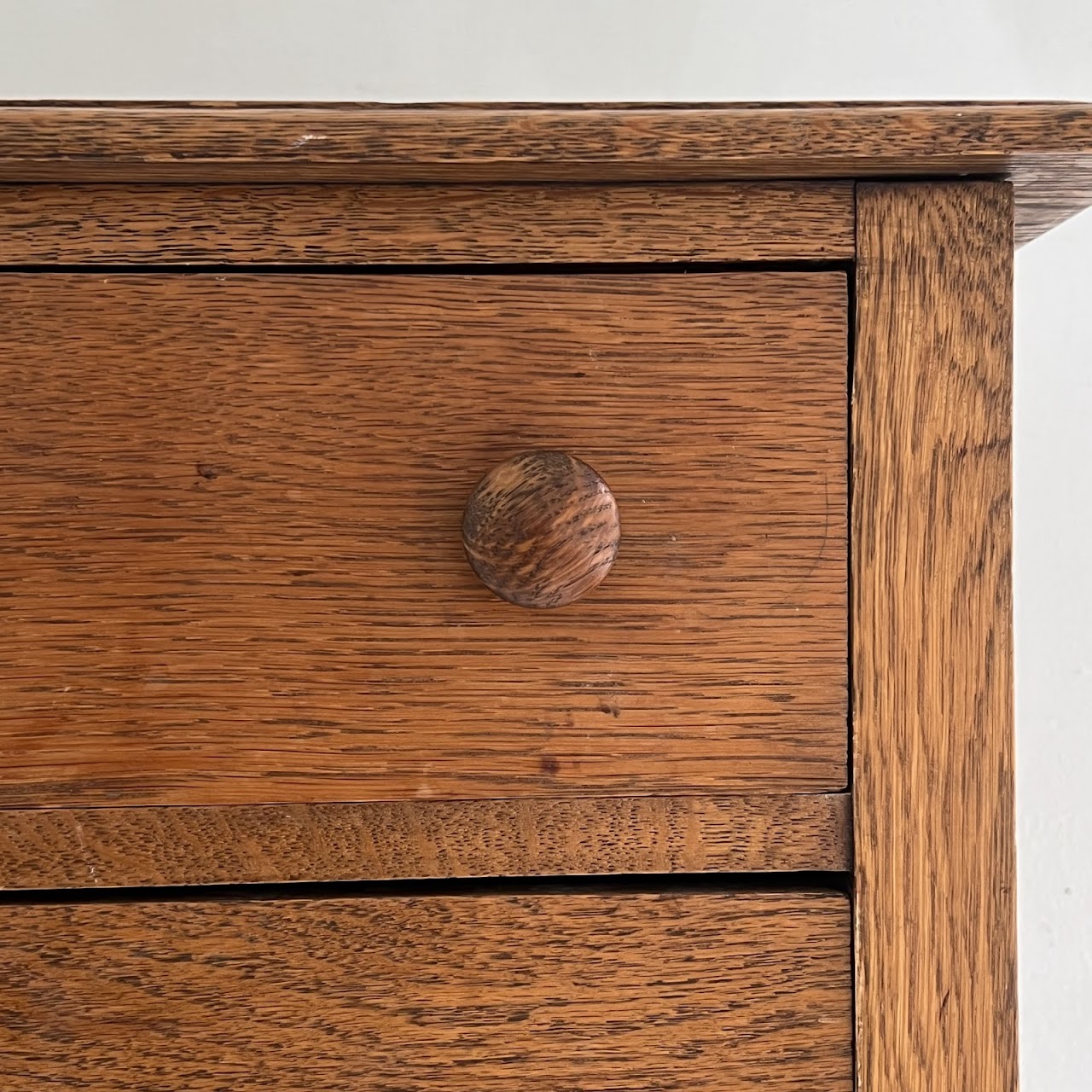 Oak Antique Three-Drawer Dresser with Casters