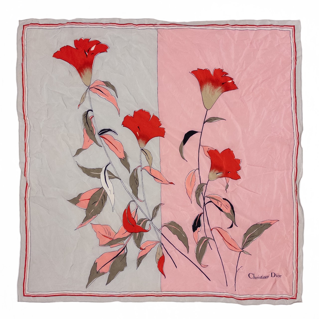 Christian Dior Vintage Floral Silk Scarf