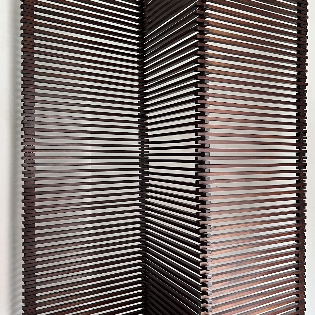 Slatted Three Panel Folding Screen