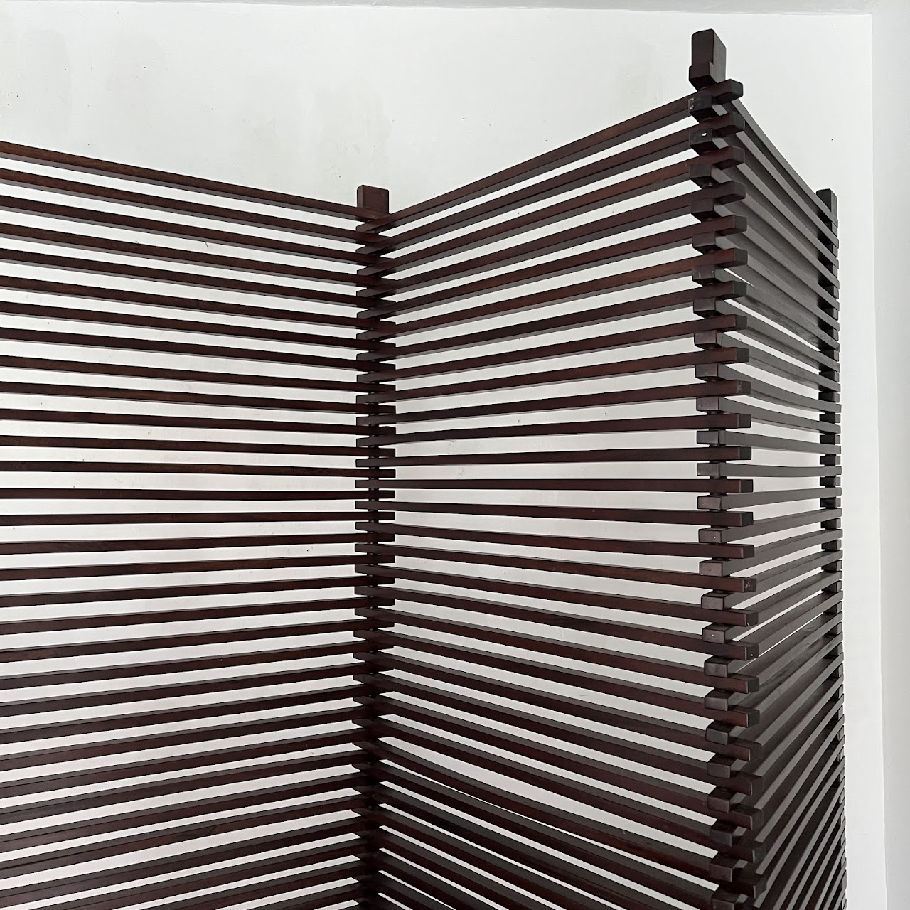 Slatted Three Panel Folding Screen