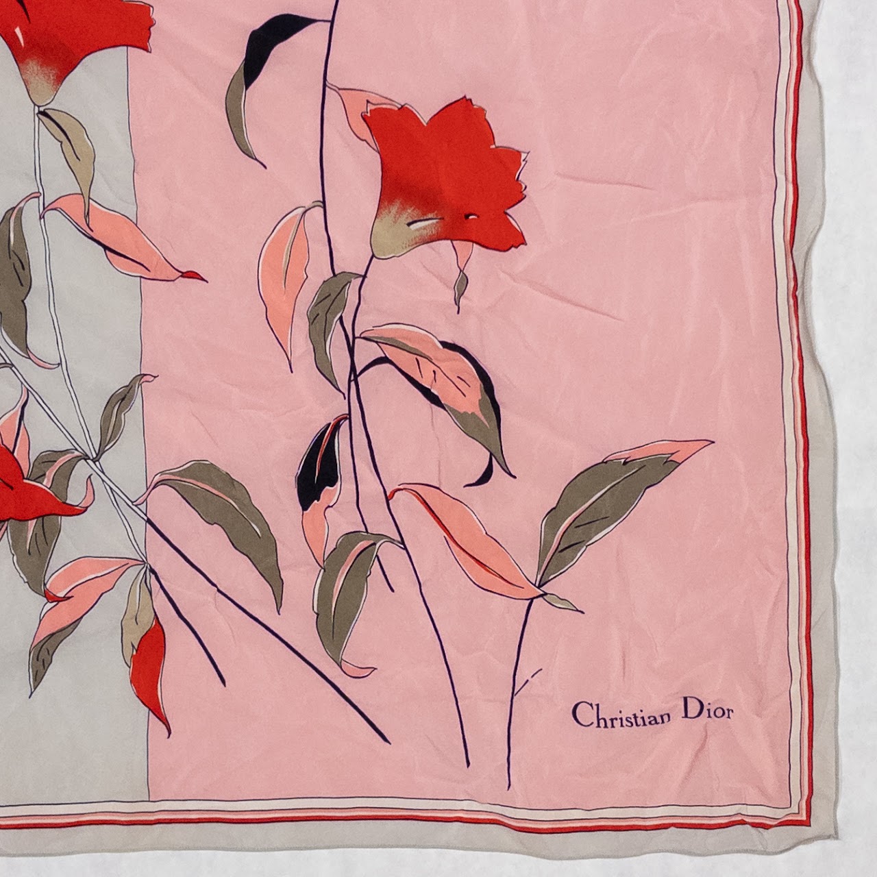 Christian Dior Vintage Floral Silk Scarf