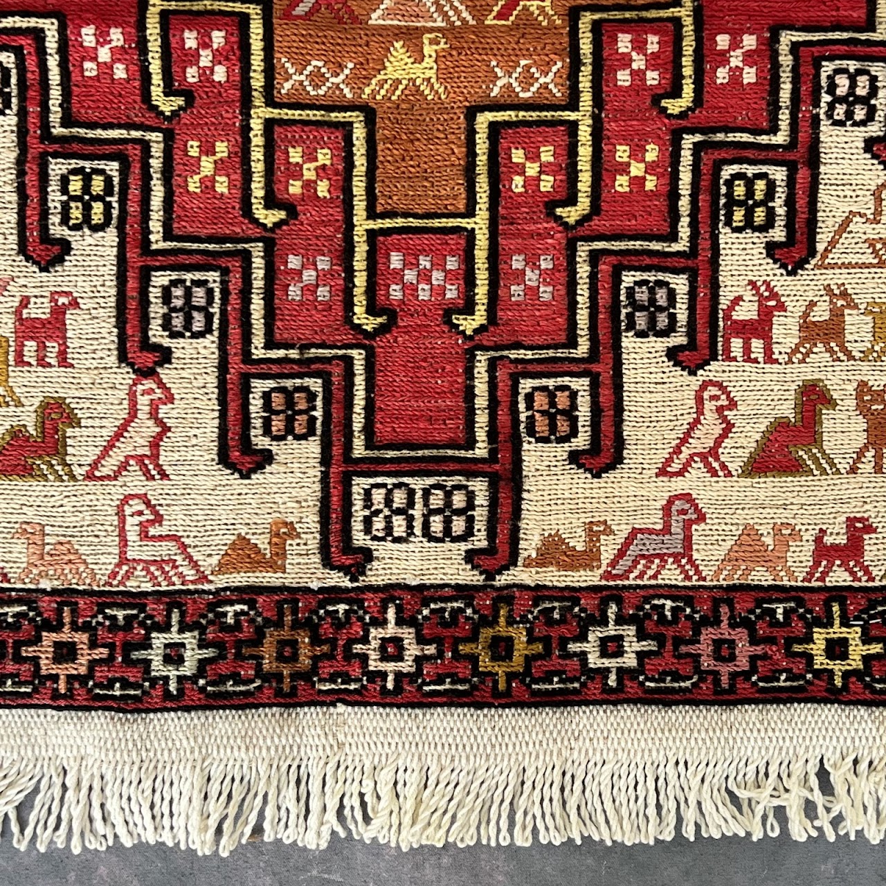 Turkish Soumak Wool and Cotton Small Mat