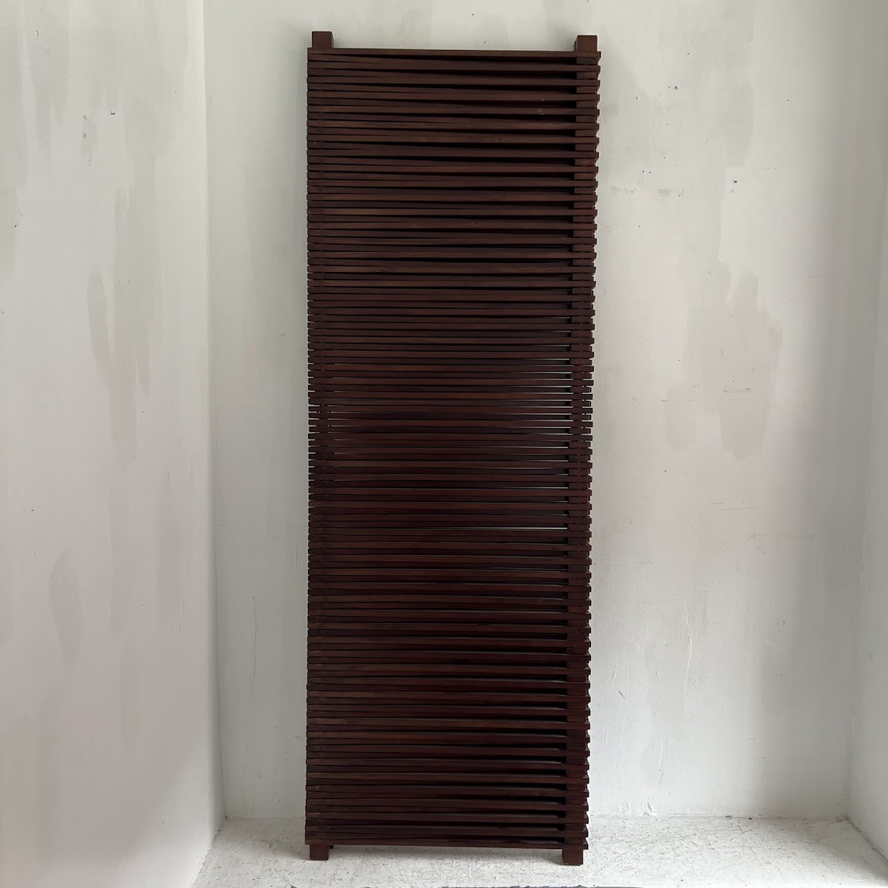 Slatted Three Panel Folding Screen