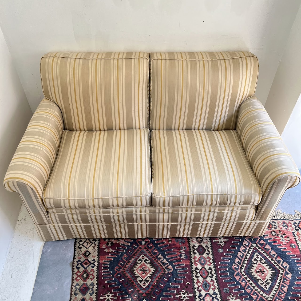 Silk Upholstered Roll-Arm Loveseat