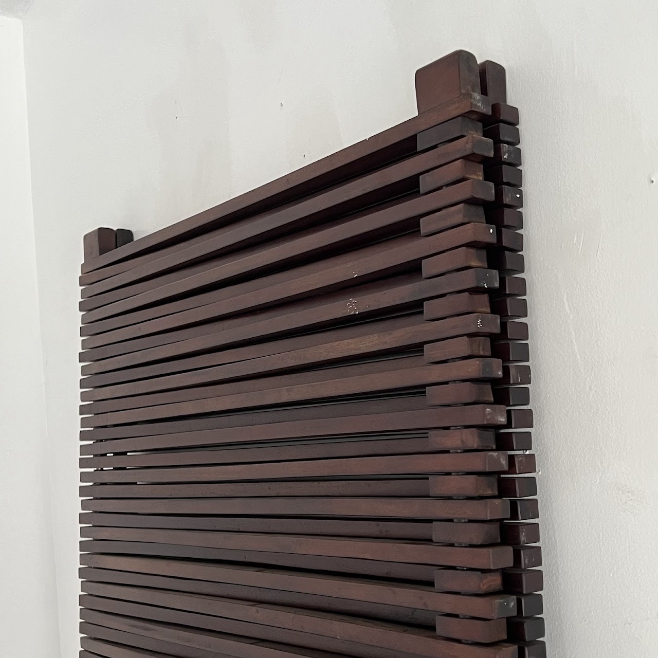 Slatted Three Panel Folding Screen