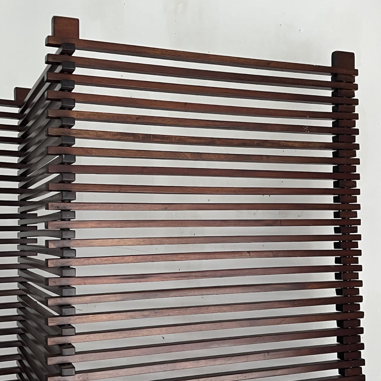 Slatted Three Panel Folding Screen