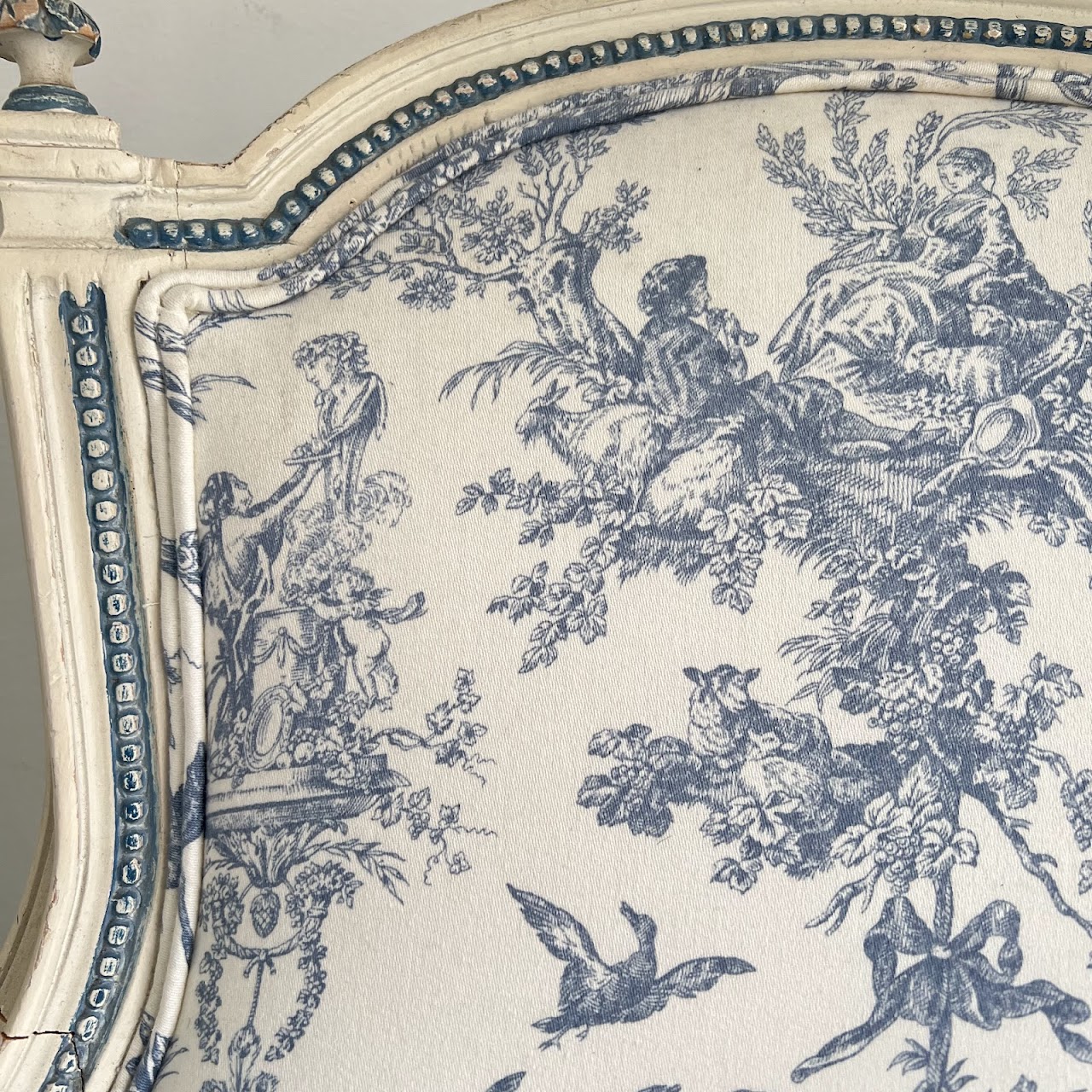 Louis XVI Style Toile Upholstered Armchair Pair