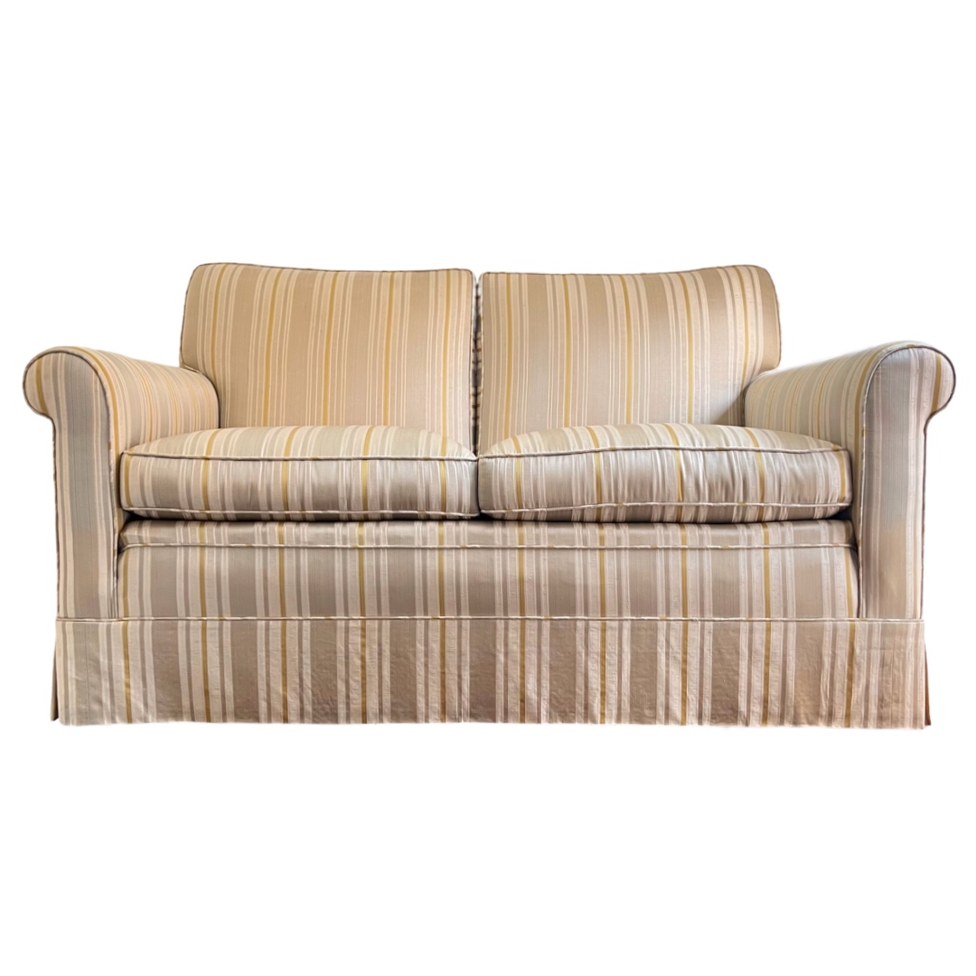 Silk Upholstered Roll-Arm Loveseat