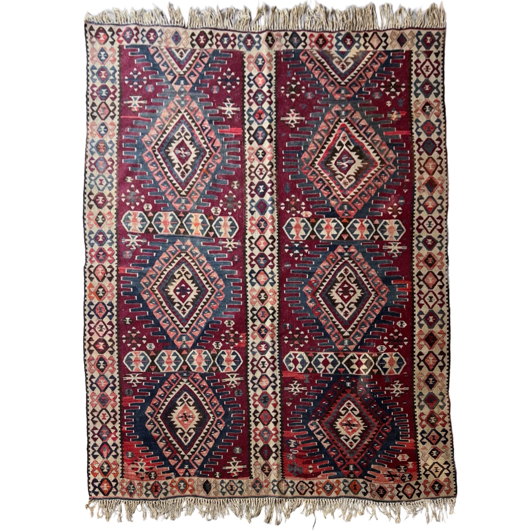 Turkish Kilim Vintage Wool Area Rug