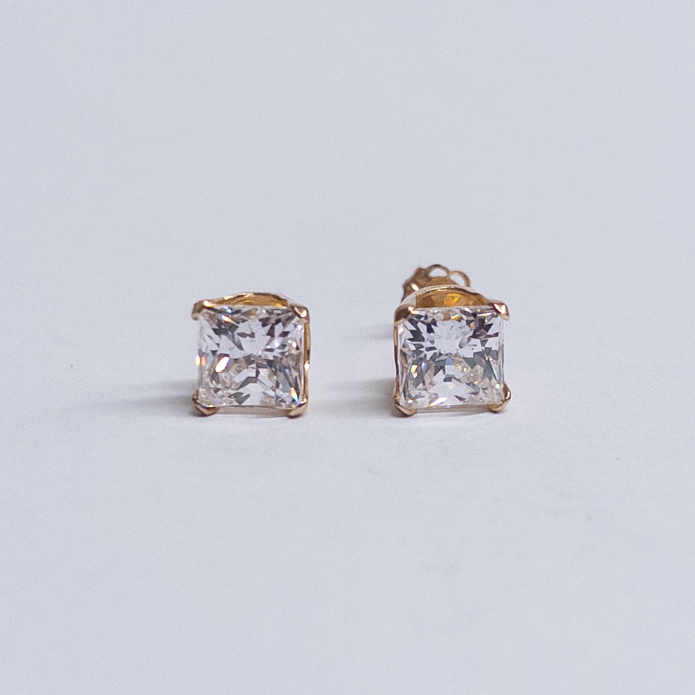 14K Gold and Crystal Stud Earrings