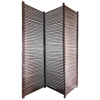 Slatted Three Panel Folding Screen