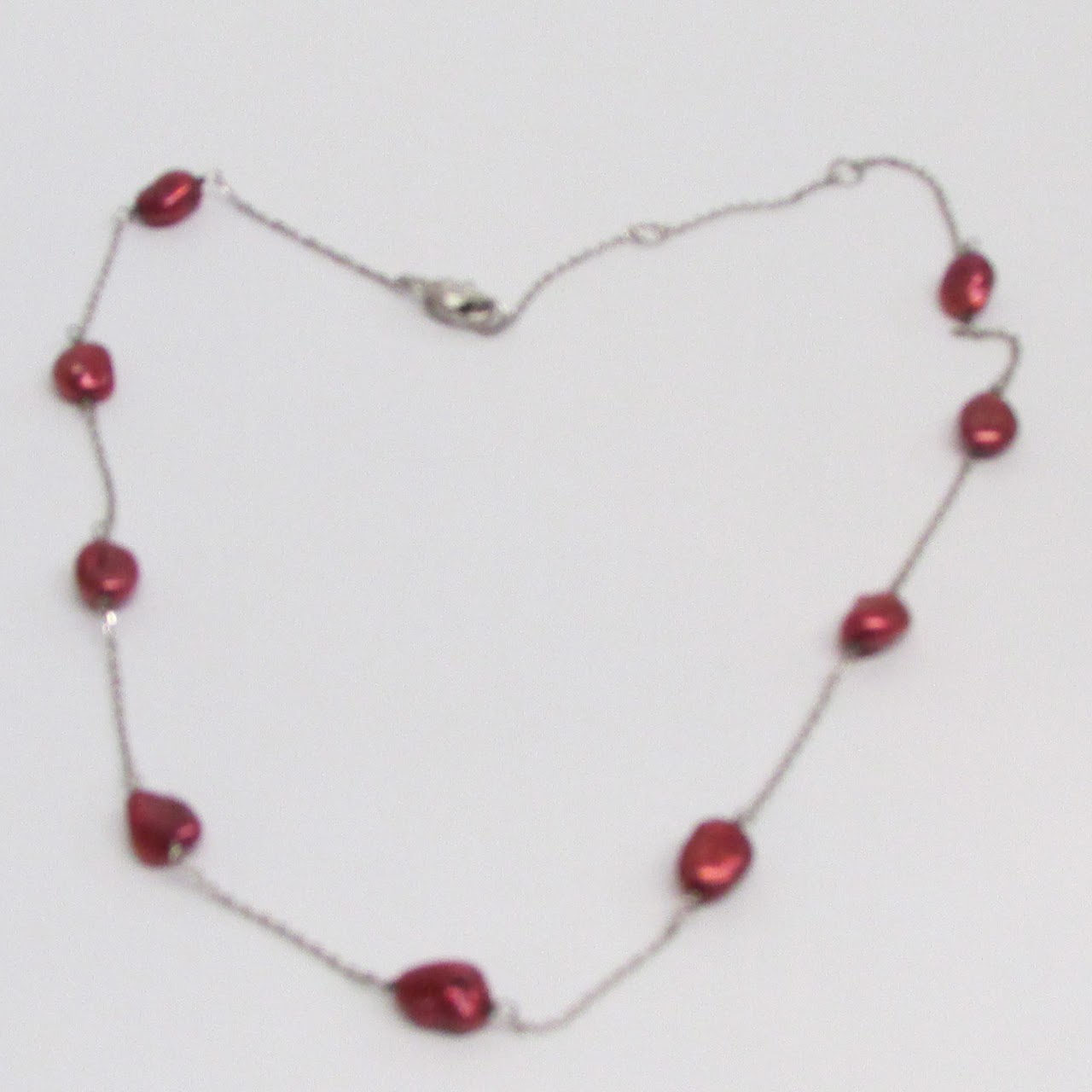 Honora Sterling Silver Red Pearl Station Necklace