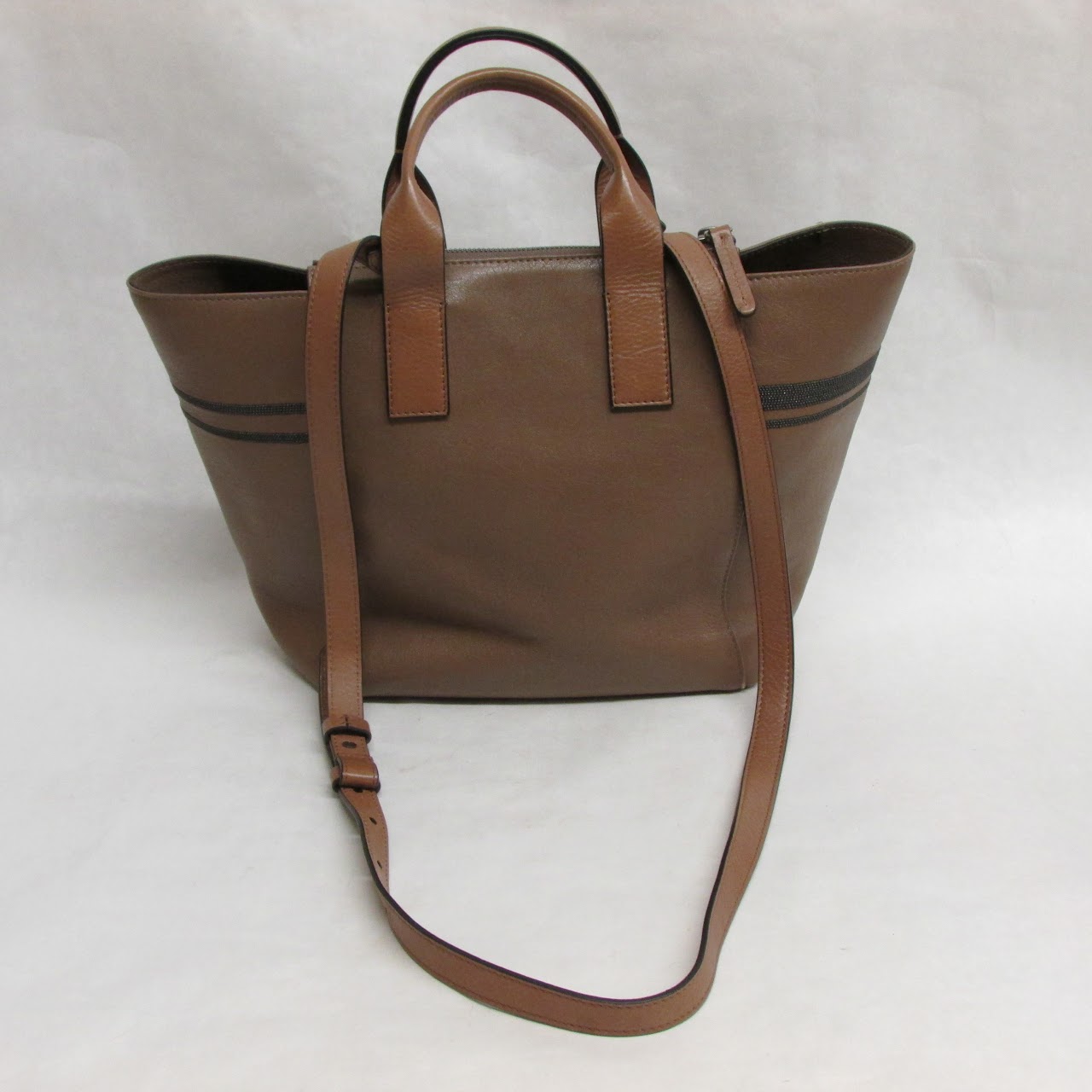 Brunello Cucinelli Textured Leather Tote/Convertible Shoulder Bag