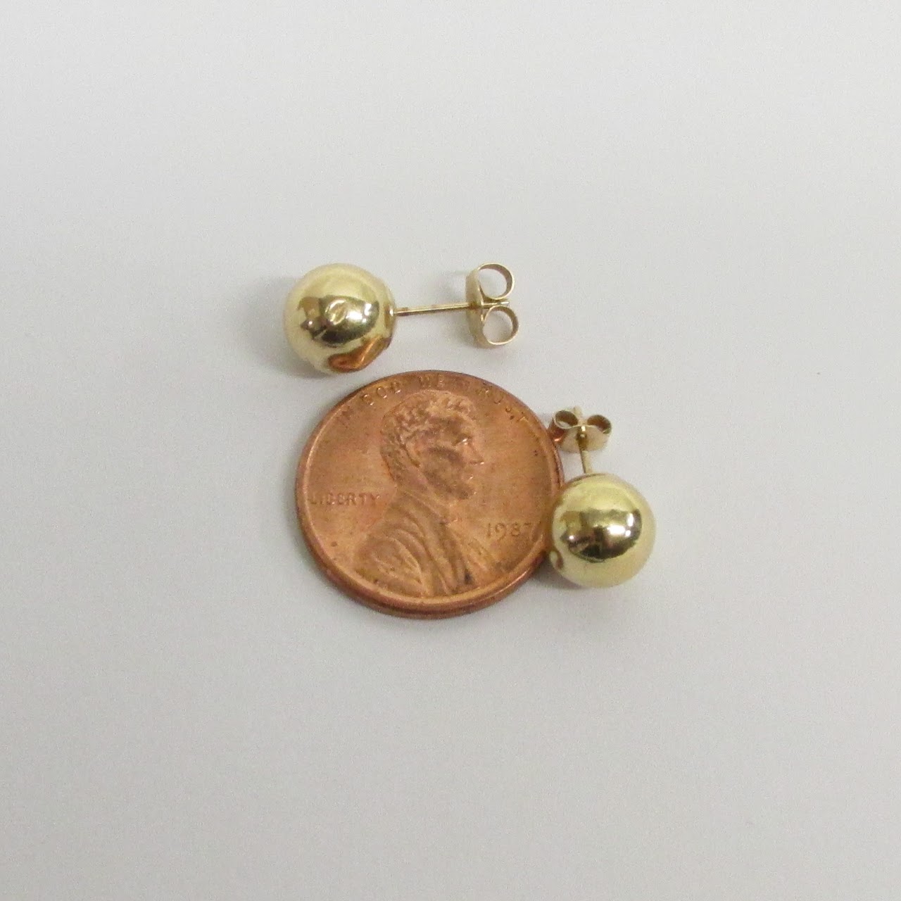 14K Gold Ball Stud Earrings DAMAGED