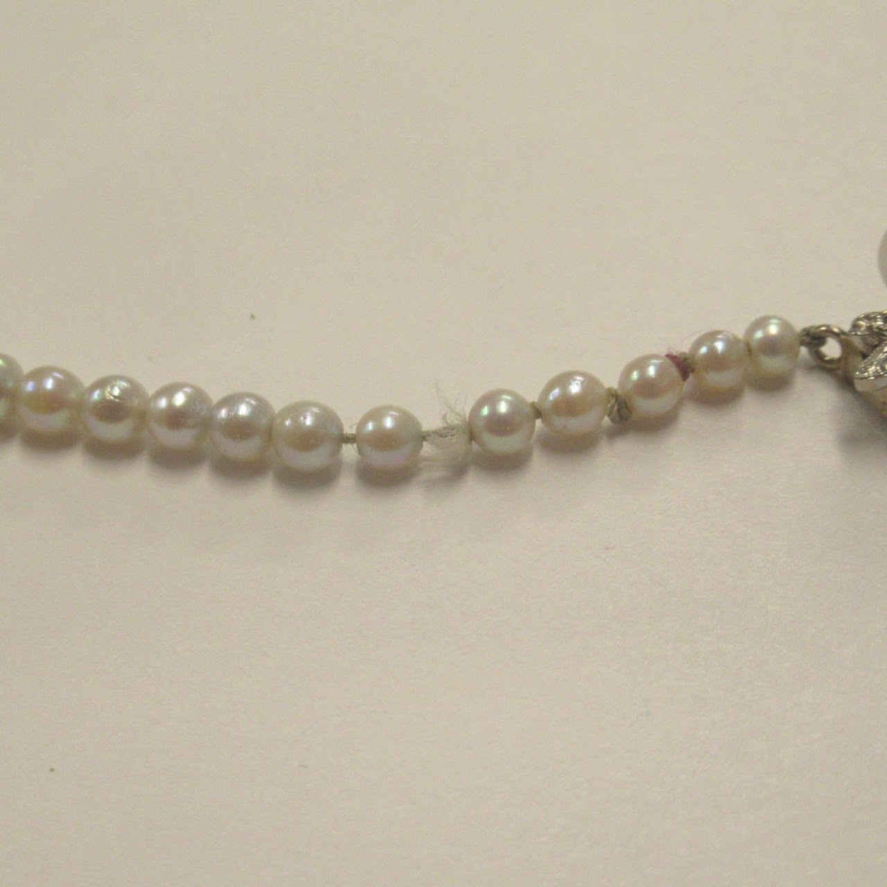 14K White Gold Pearl & Diamond Strand