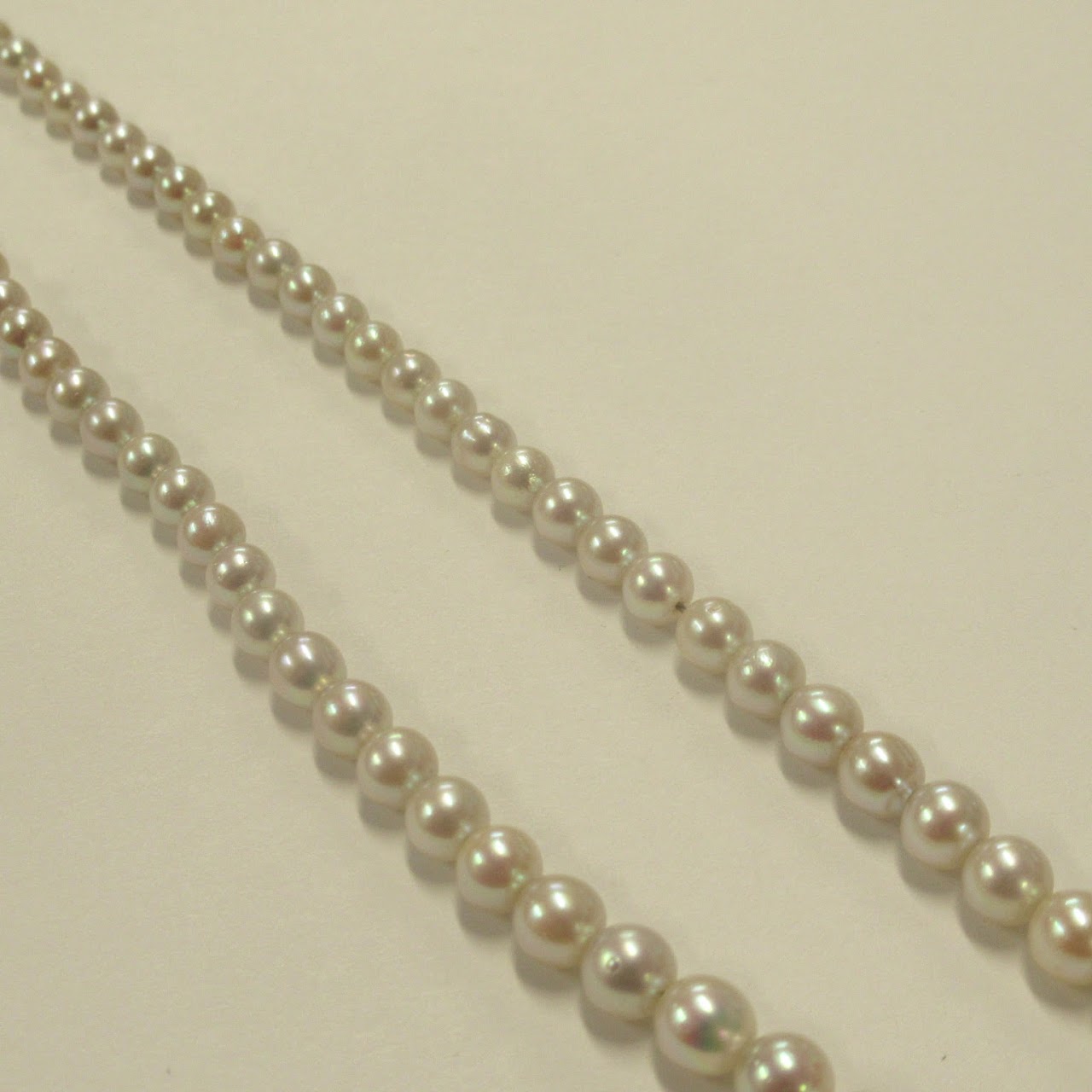 14K White Gold Pearl & Diamond Strand