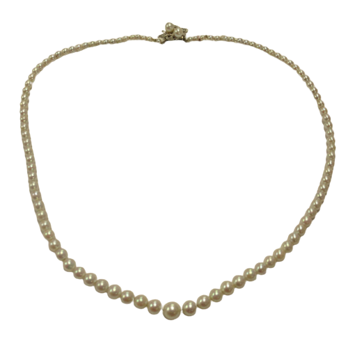 14K White Gold Pearl & Diamond Strand