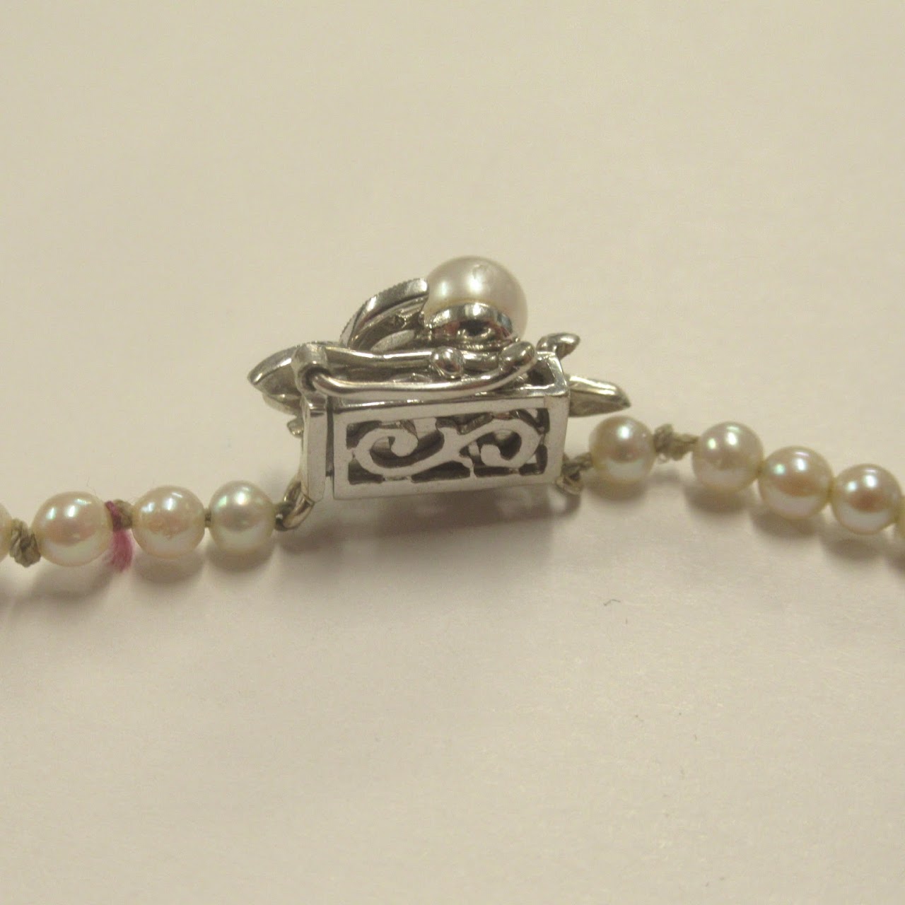 14K White Gold Pearl & Diamond Strand