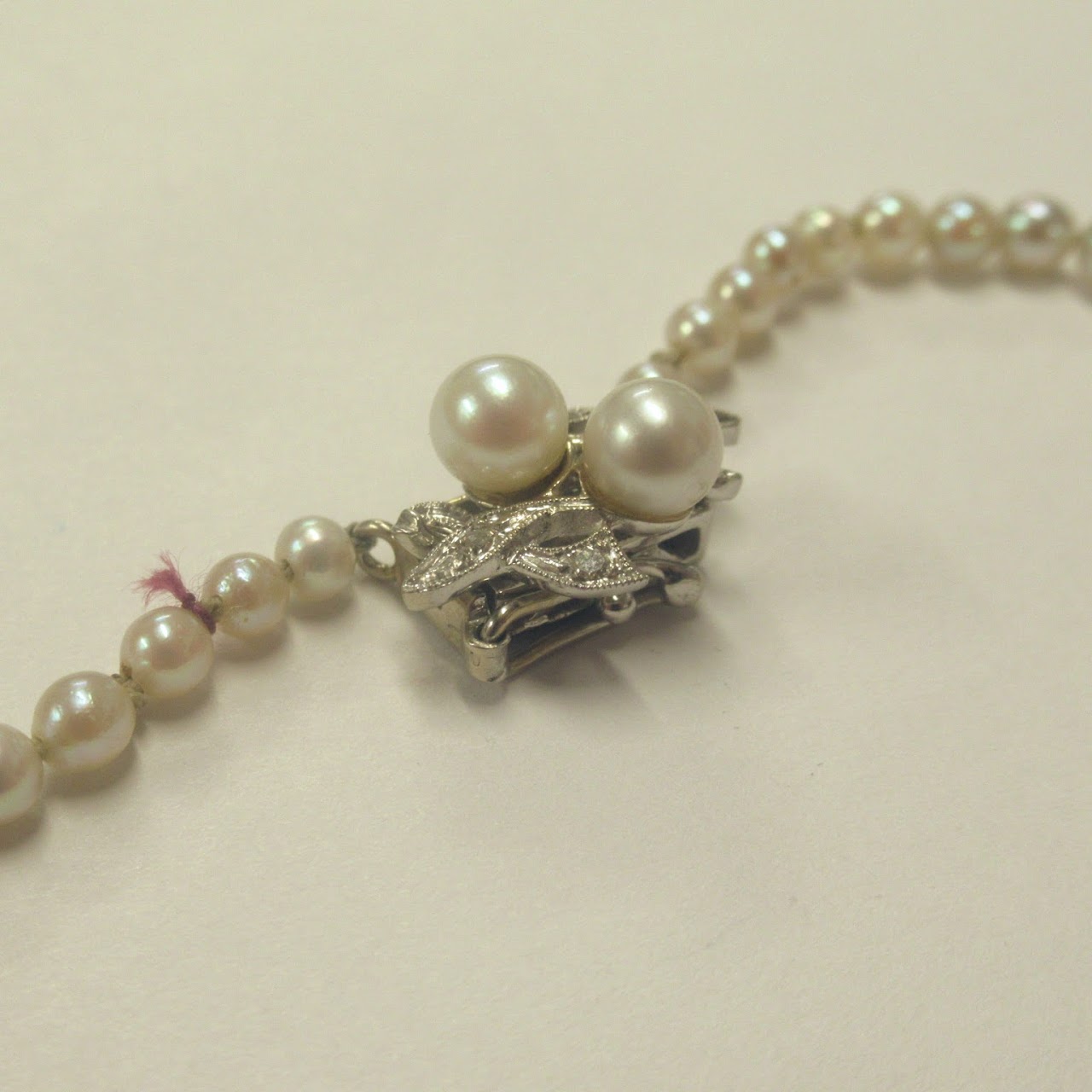 14K White Gold Pearl & Diamond Strand