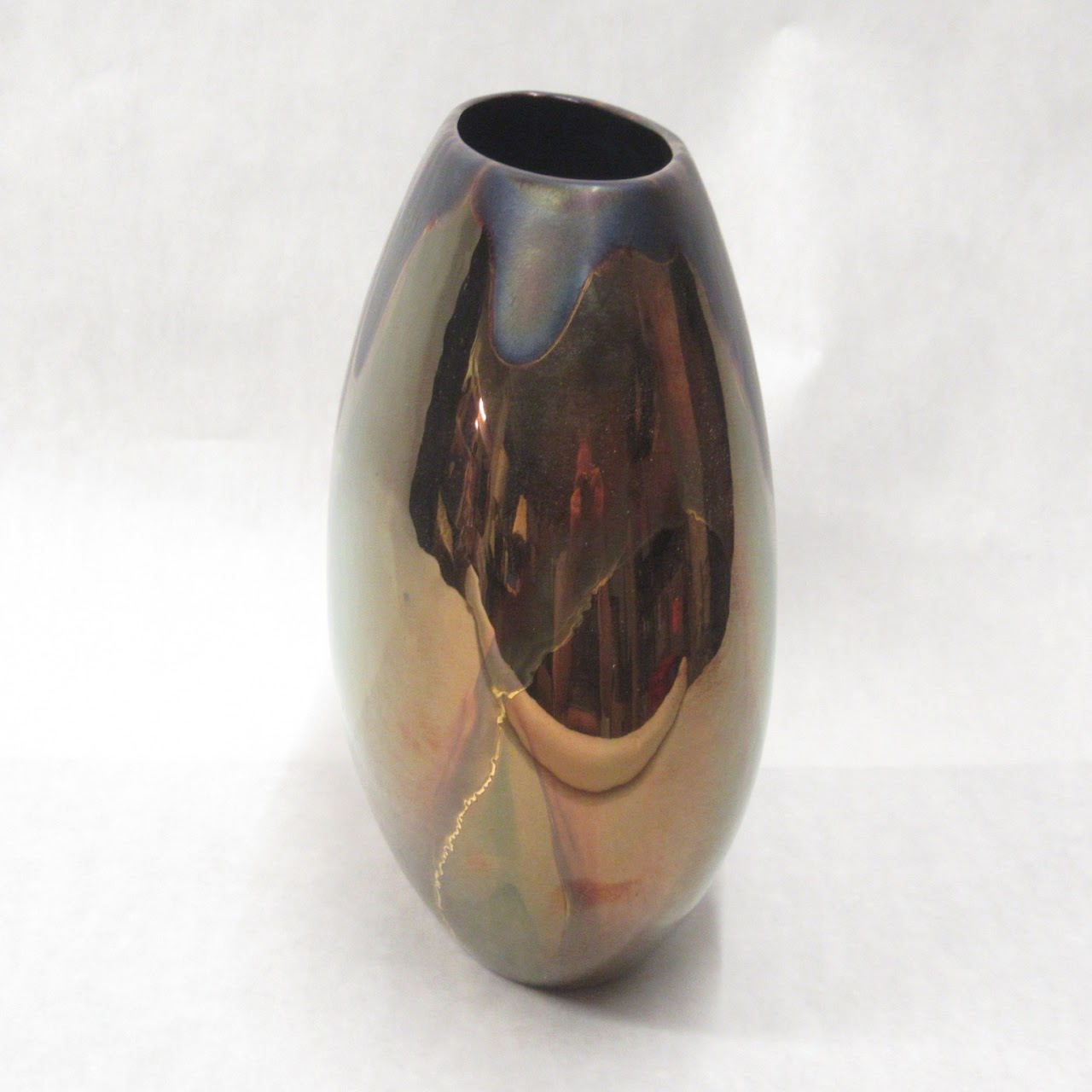 Metallic Iridescent Vase Signed