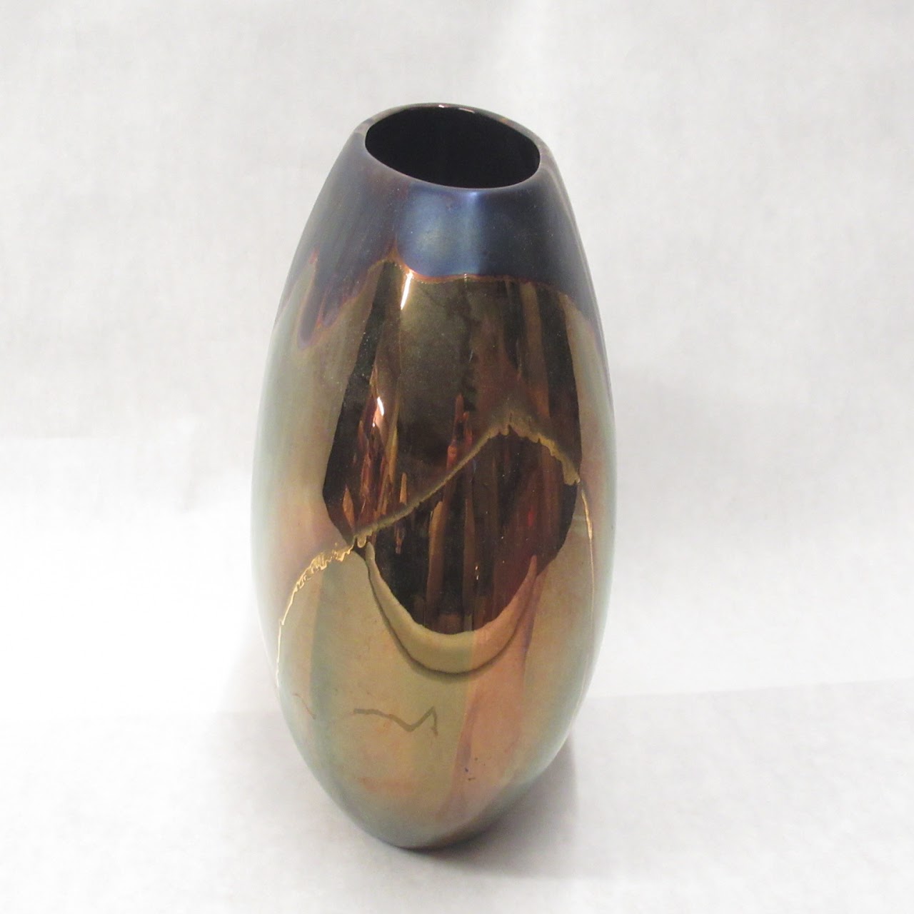 Metallic Iridescent Vase Signed