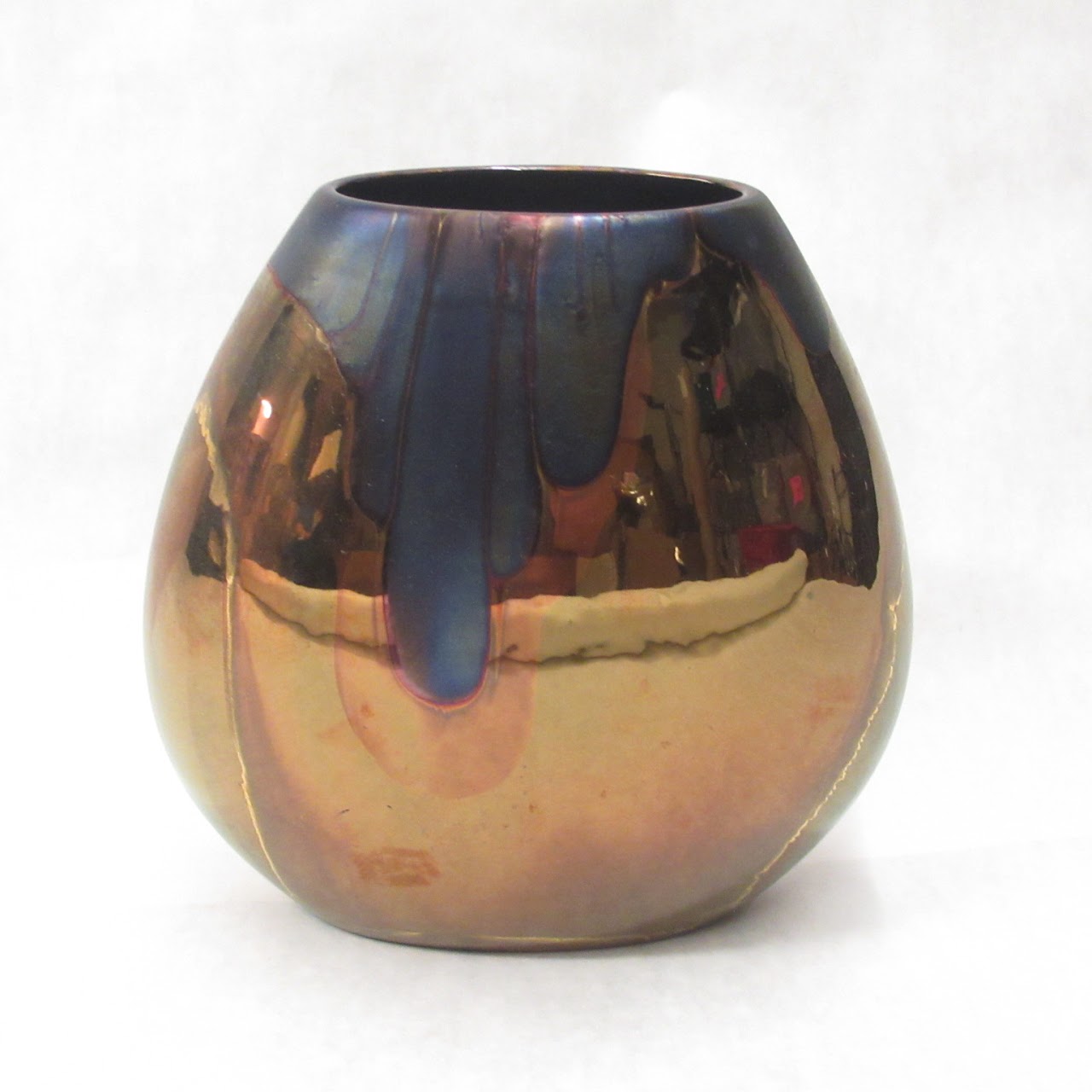 Metallic Iridescent Vase Signed