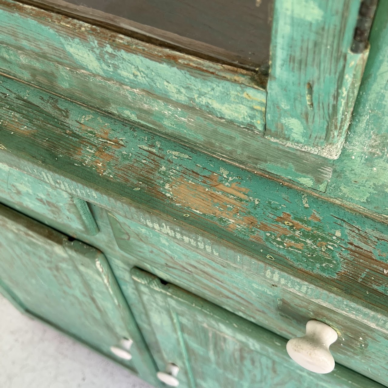 Rustic Painted Vintage Pine Hutch