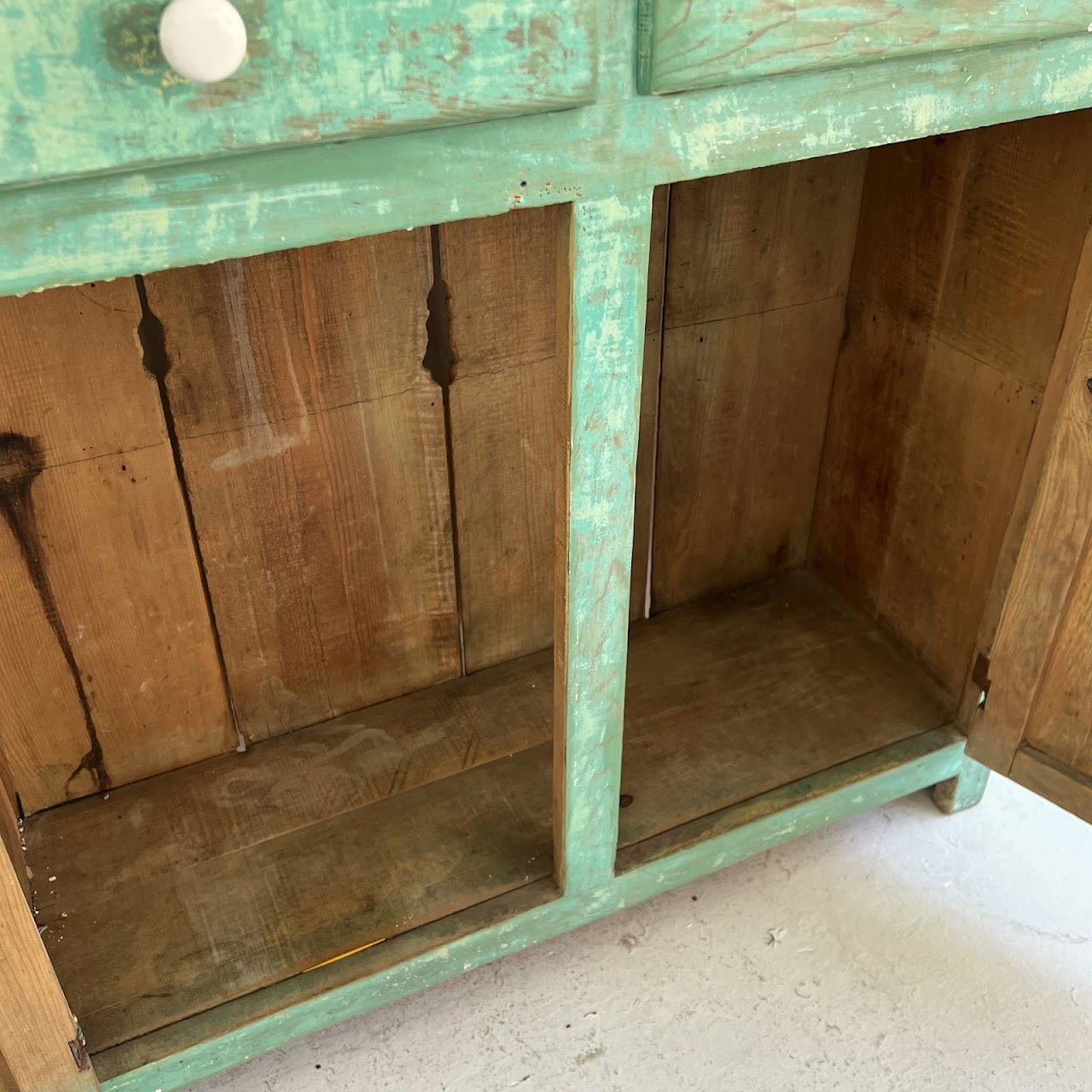 Rustic Painted Vintage Pine Hutch